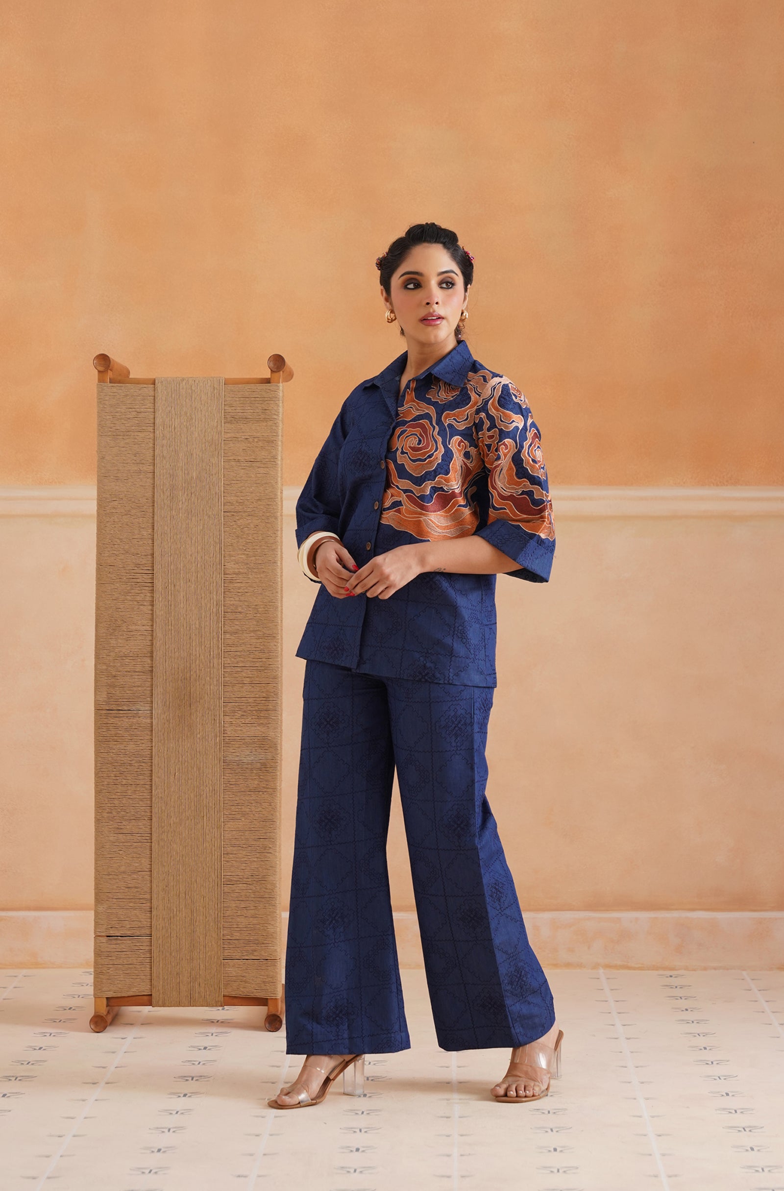 Anna Cotton Denim Embroidered Matching Set - Neetika Chopra