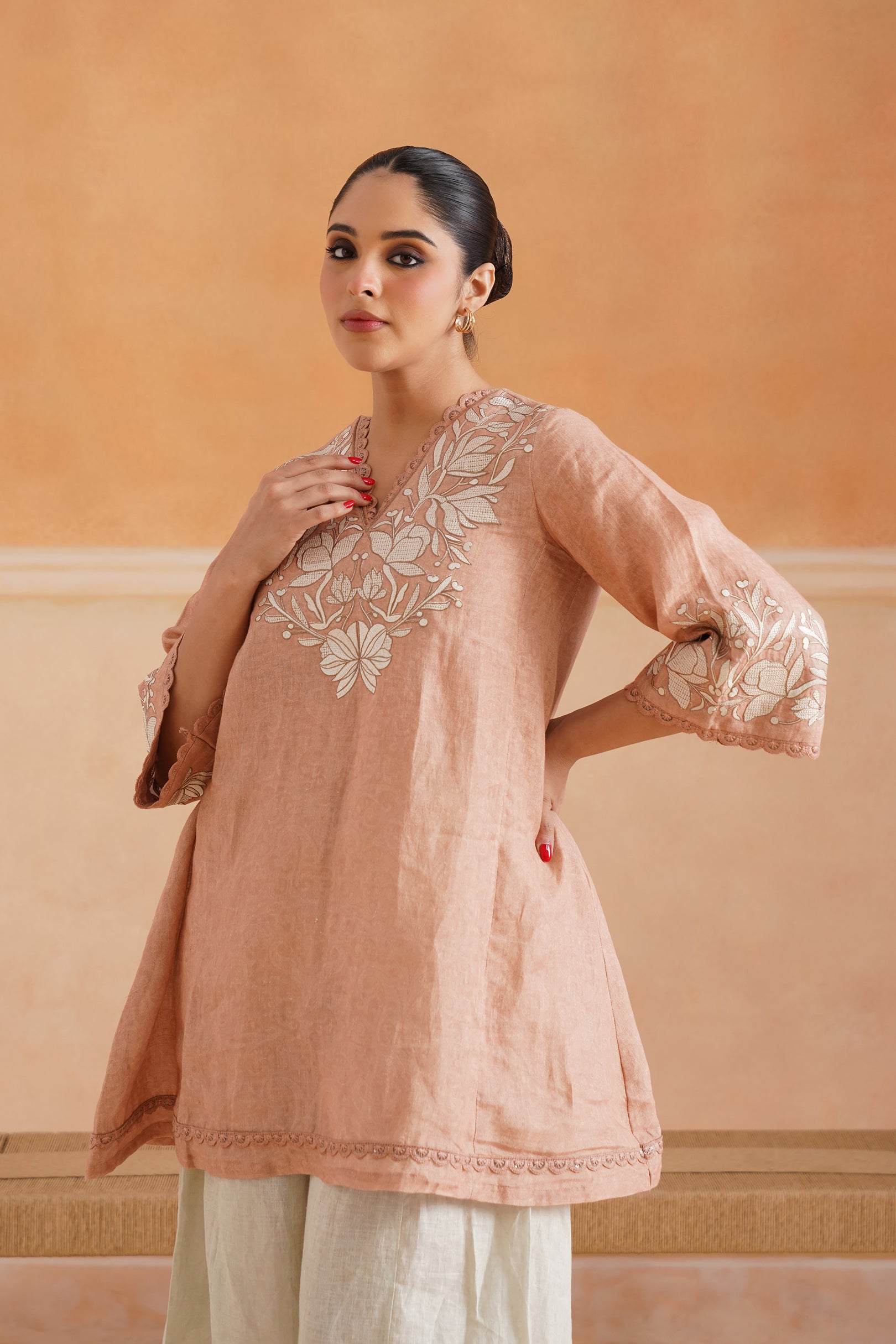 Tessa Pure Linen Embroidered Matching Set - Neetika Chopra