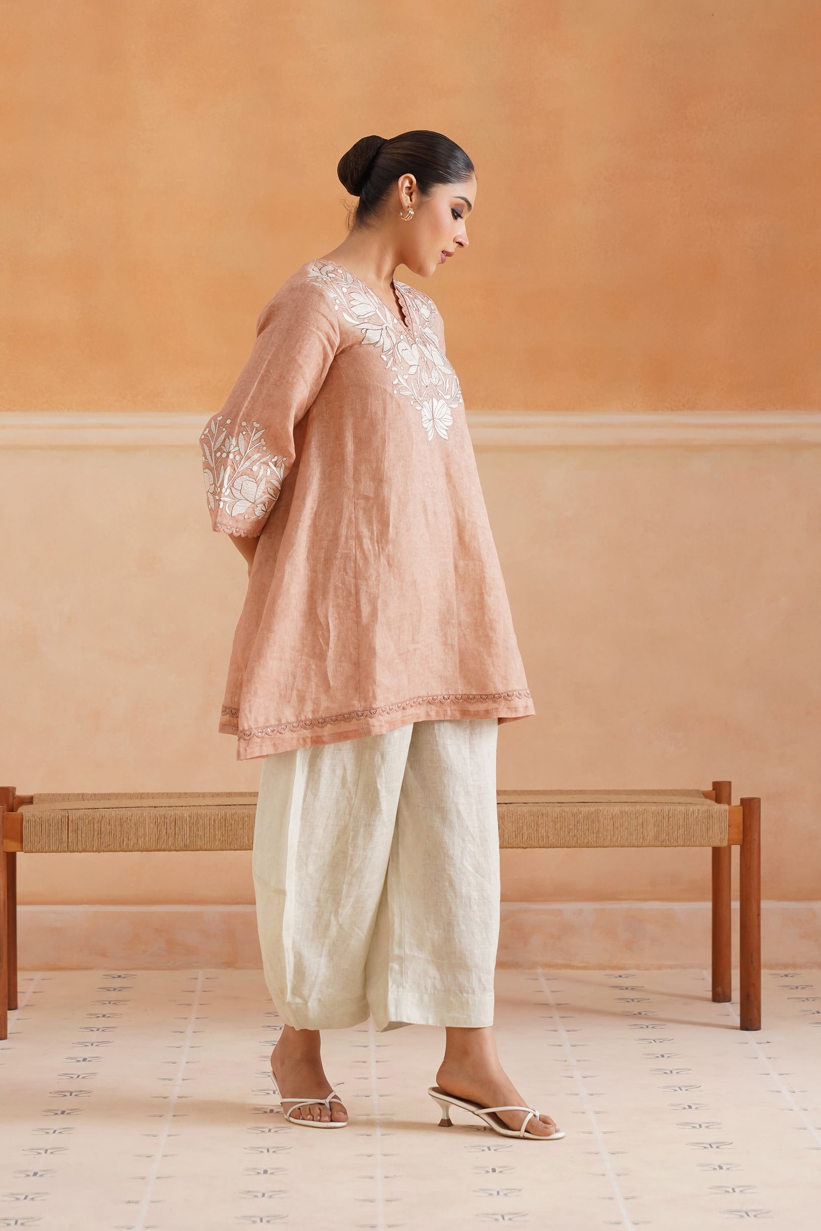 Tessa Pure Linen Embroidered Matching Set - Neetika Chopra
