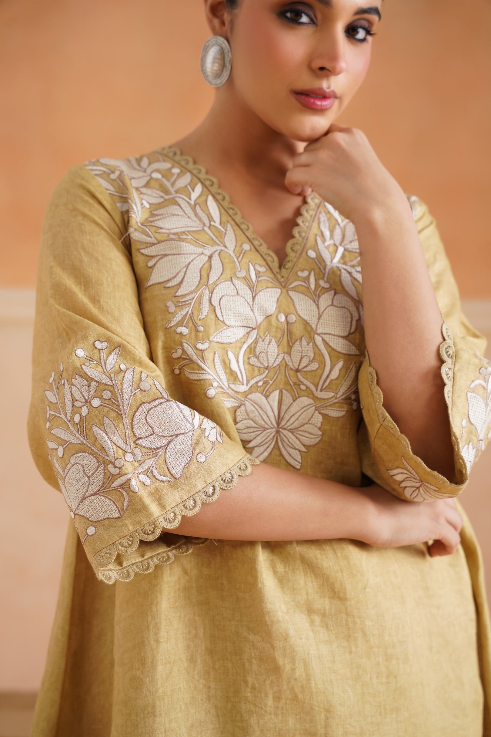 Luna Pure Linen Embroidered Matching Set - Neetika Chopra