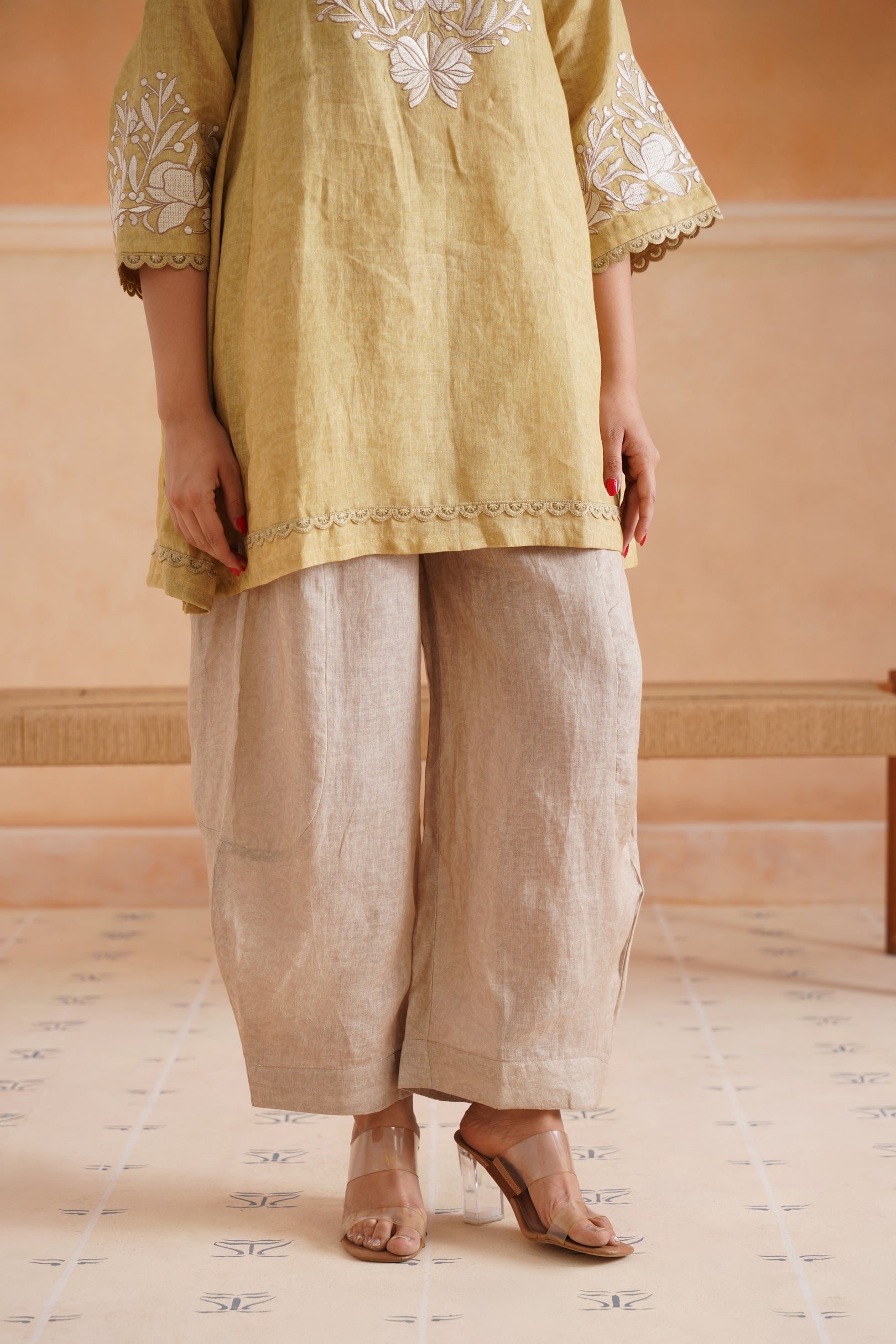 Luna Pure Linen Embroidered Matching Set - Neetika Chopra