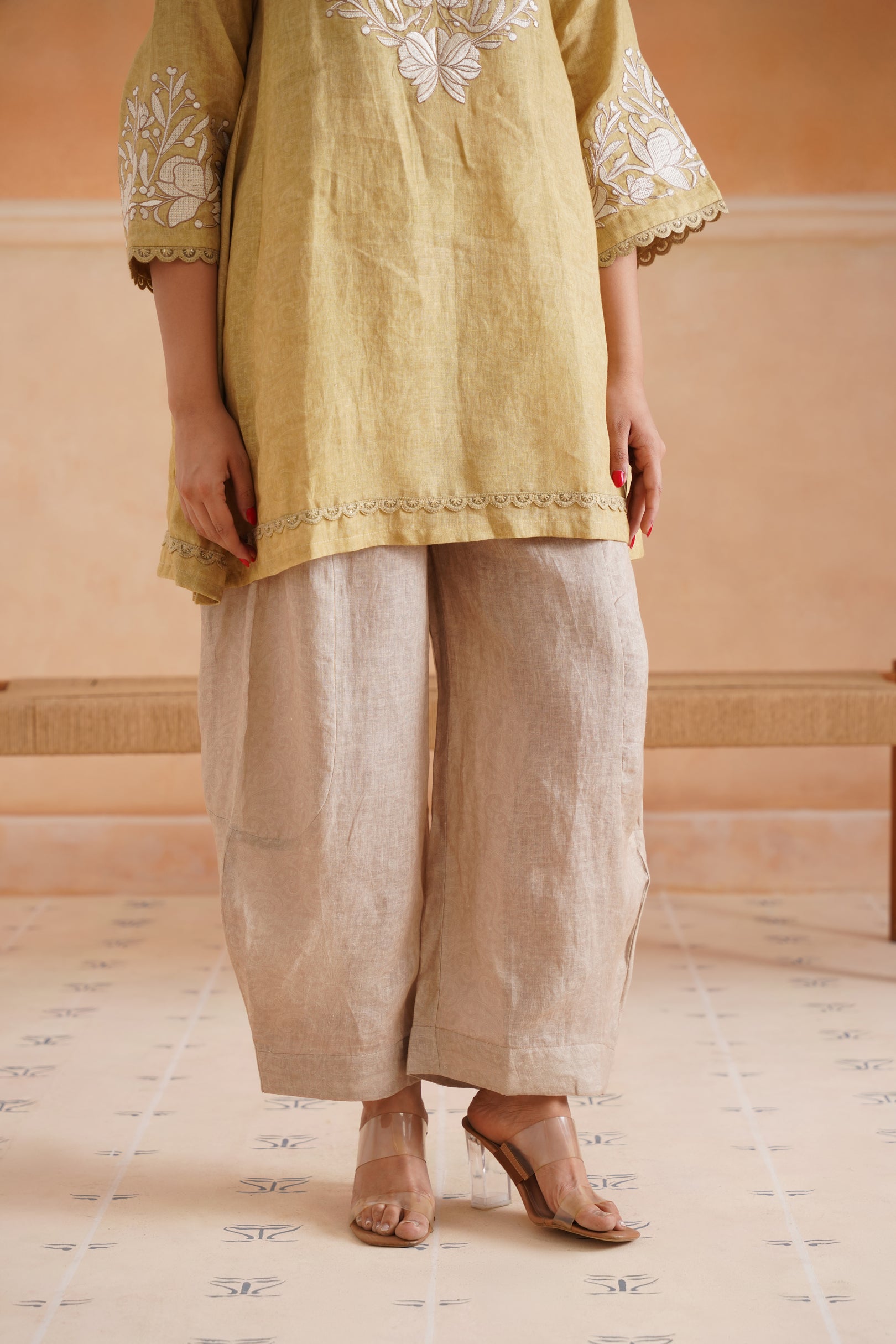 Luna Pure Linen Embroidered Matching Set - Neetika Chopra