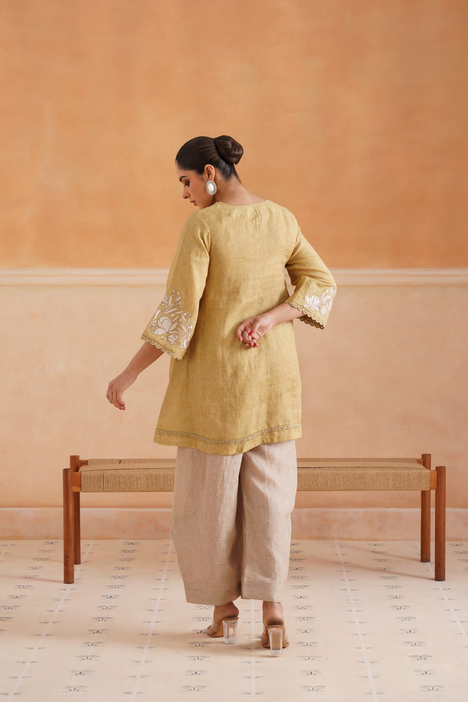 Luna Pure Linen Embroidered Matching Set - Neetika Chopra