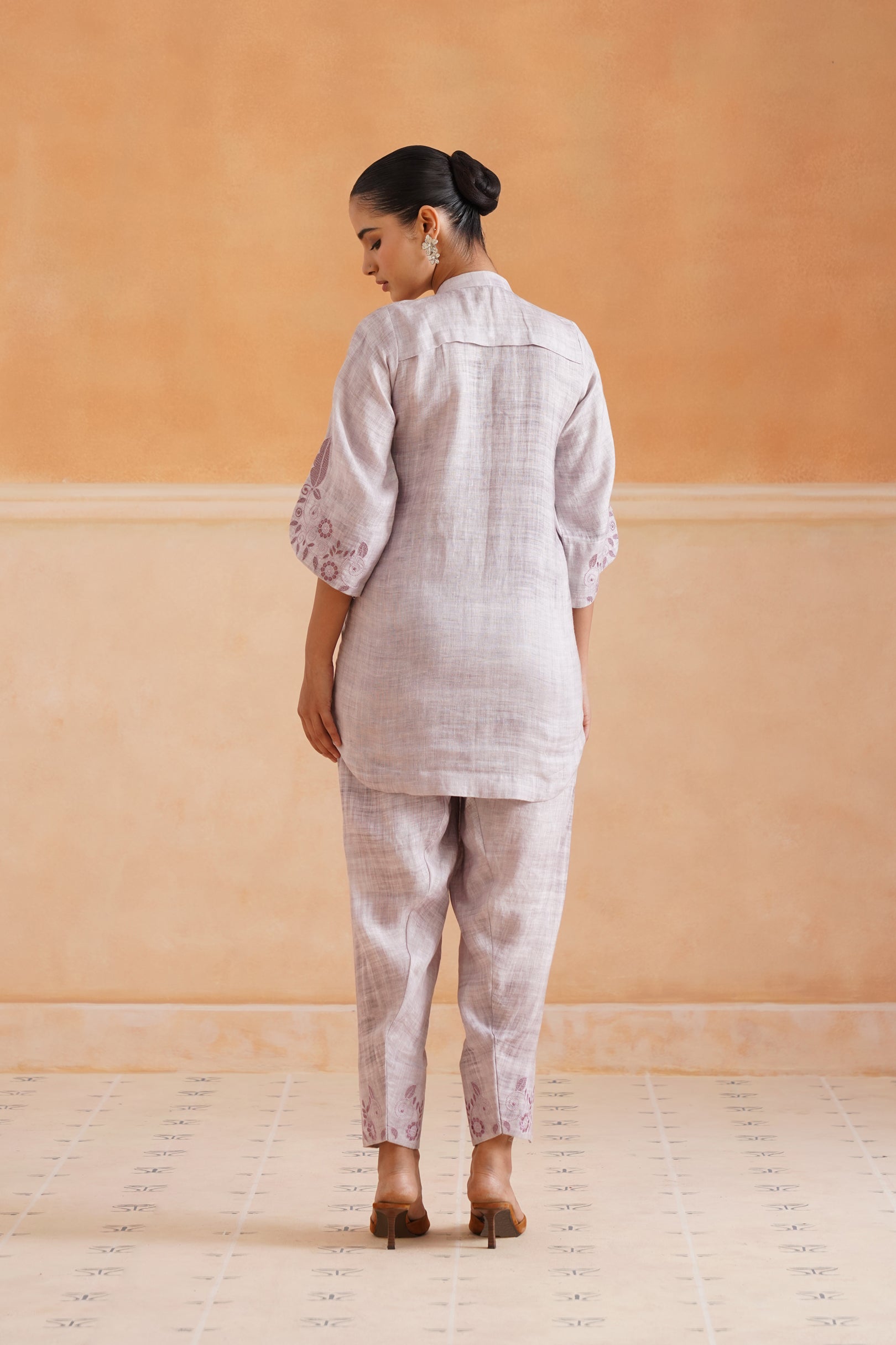 Emira Pure Linen Embroidered Matching Set - Neetika Chopra