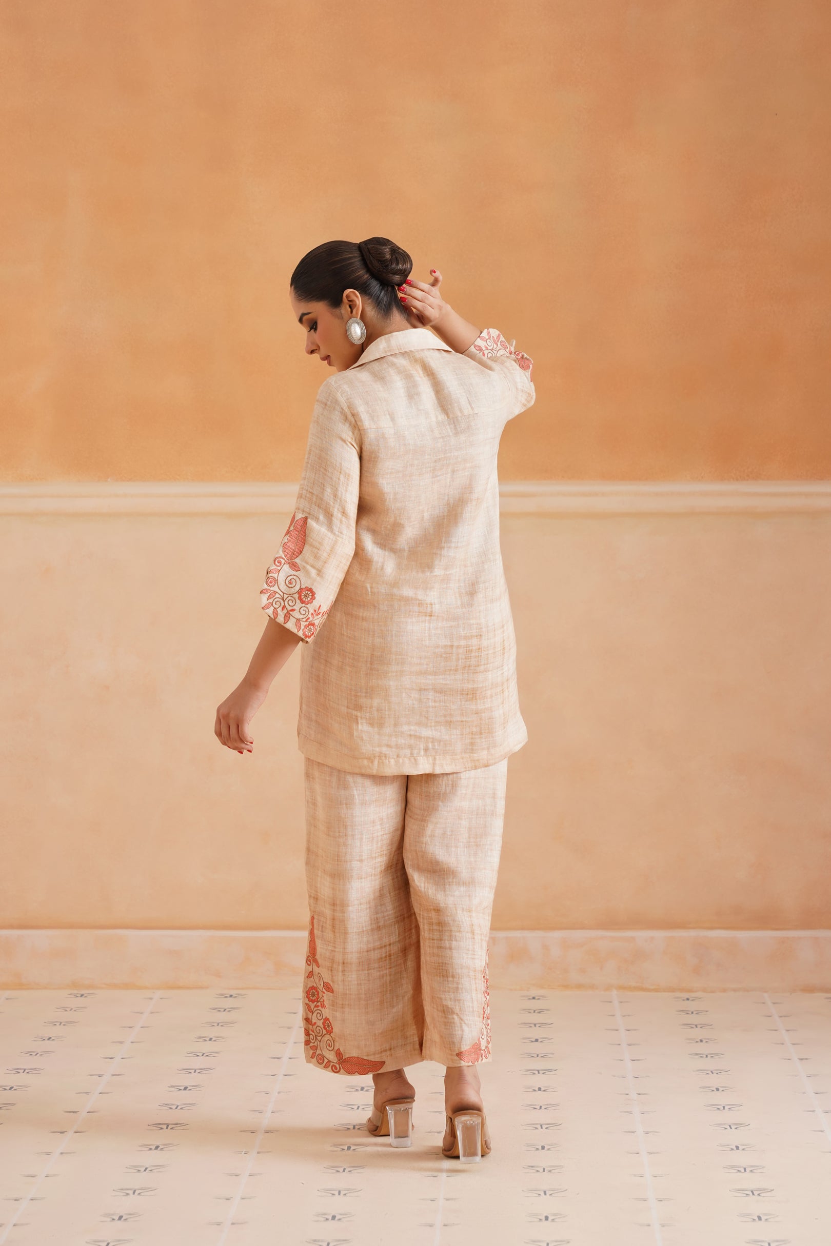 Faria Pure Linen Embroidered Matching Set - Neetika Chopra