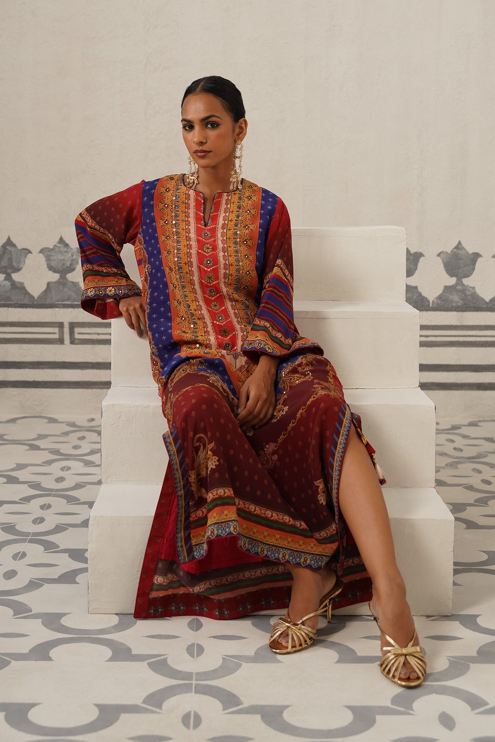 Adhira Crepe Embroidered Kaftan