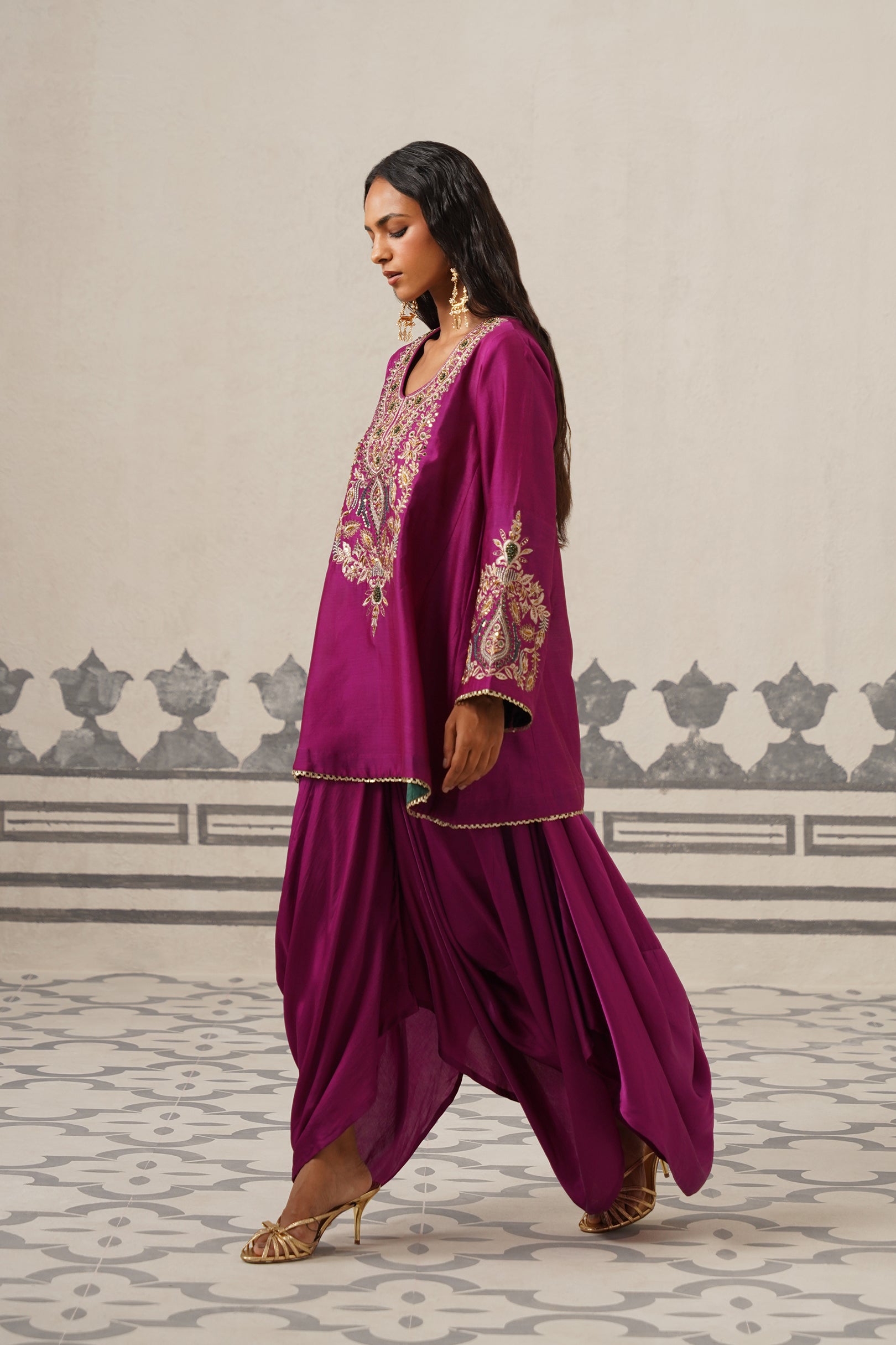 Soraya Chanderi Satin Embroidered Matching Set