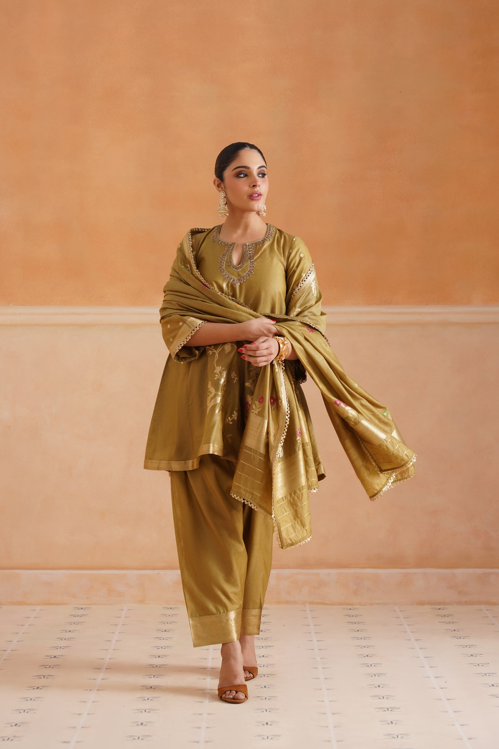 Koyel Chanderi Hand Embroidered Suit Set - Neetika Chopra