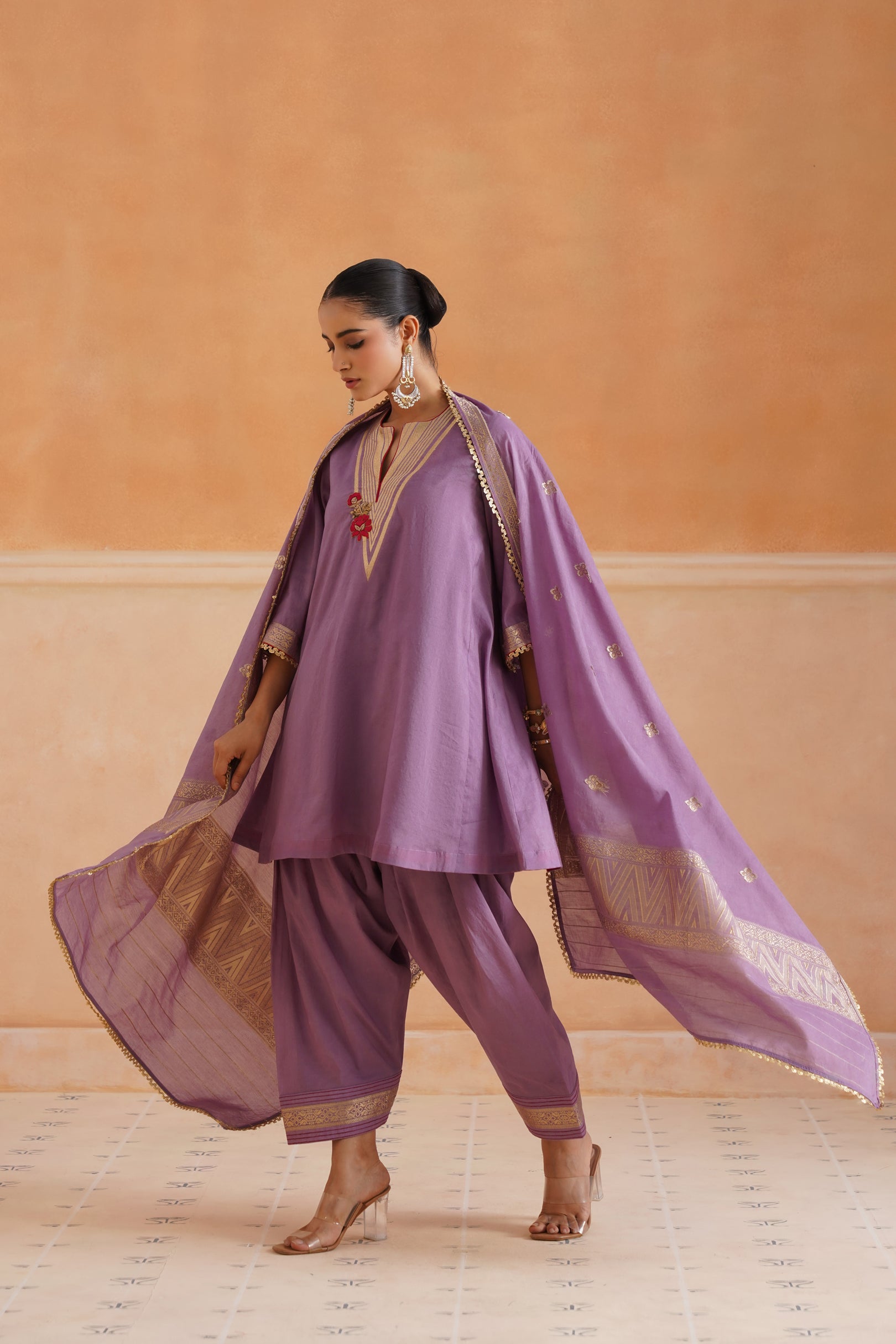 Thivya Chanderi Embroidered Suit Set - Neetika Chopra