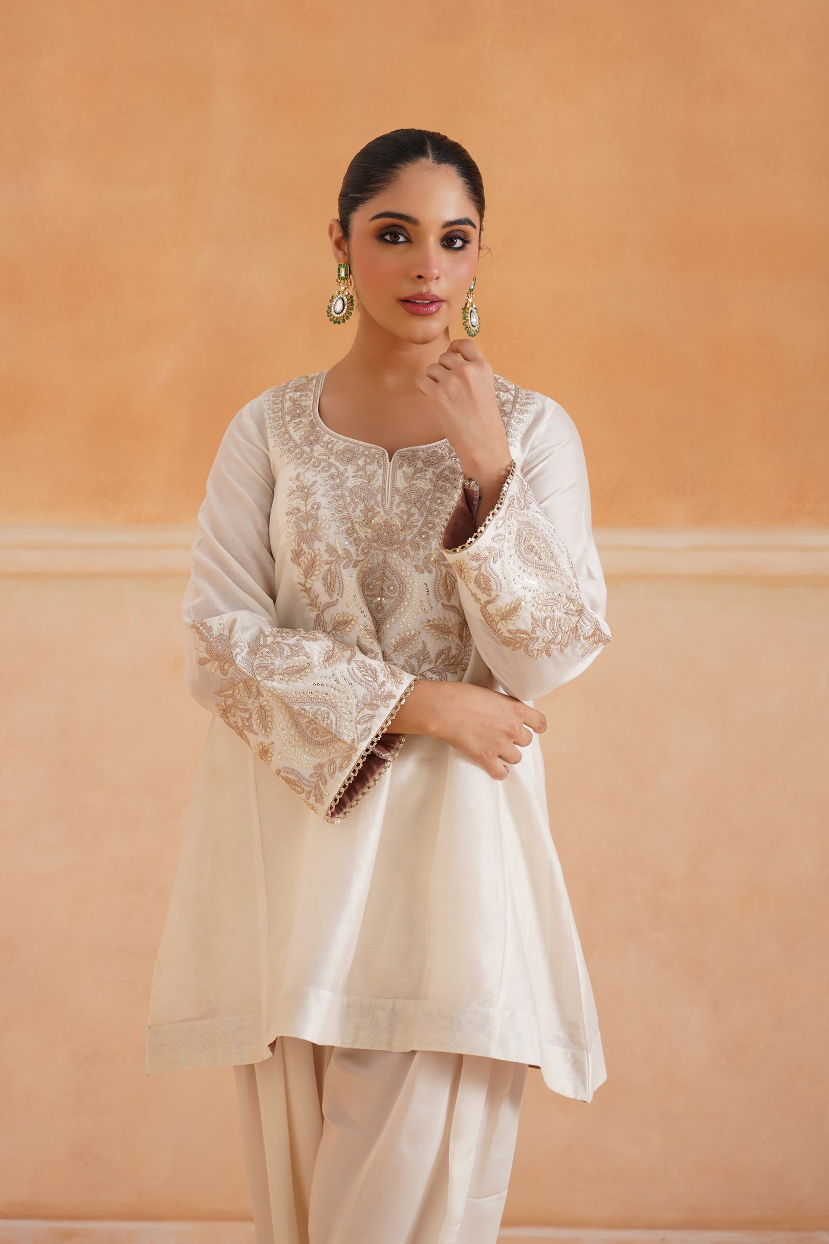 Bidisha Chanderi Satin Embroidered Matching Set - Neetika Chopra