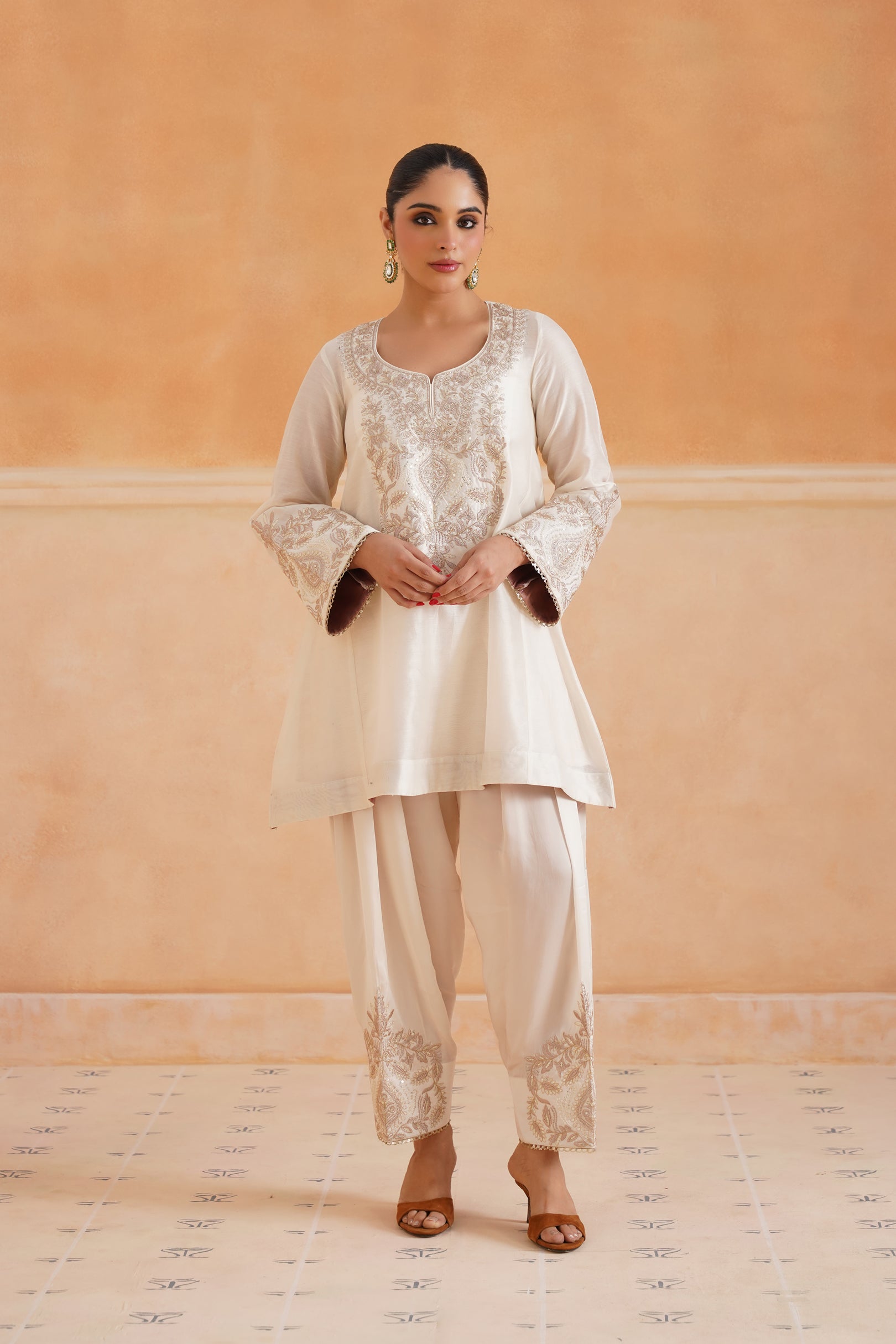 Bidisha Chanderi Satin Embroidered Matching Set - Neetika Chopra
