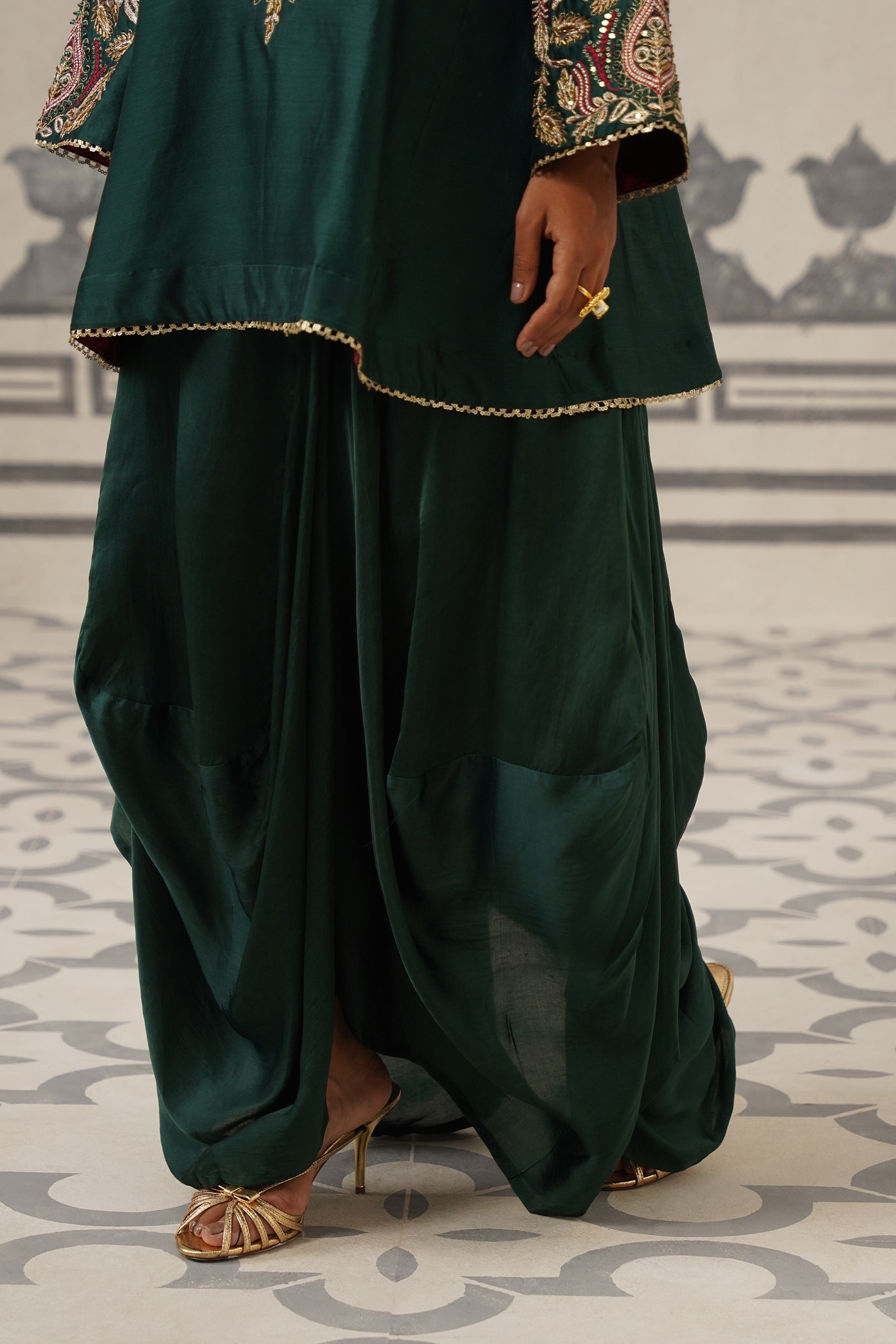 Esra Chanderi Satin Embroidered Matching Set