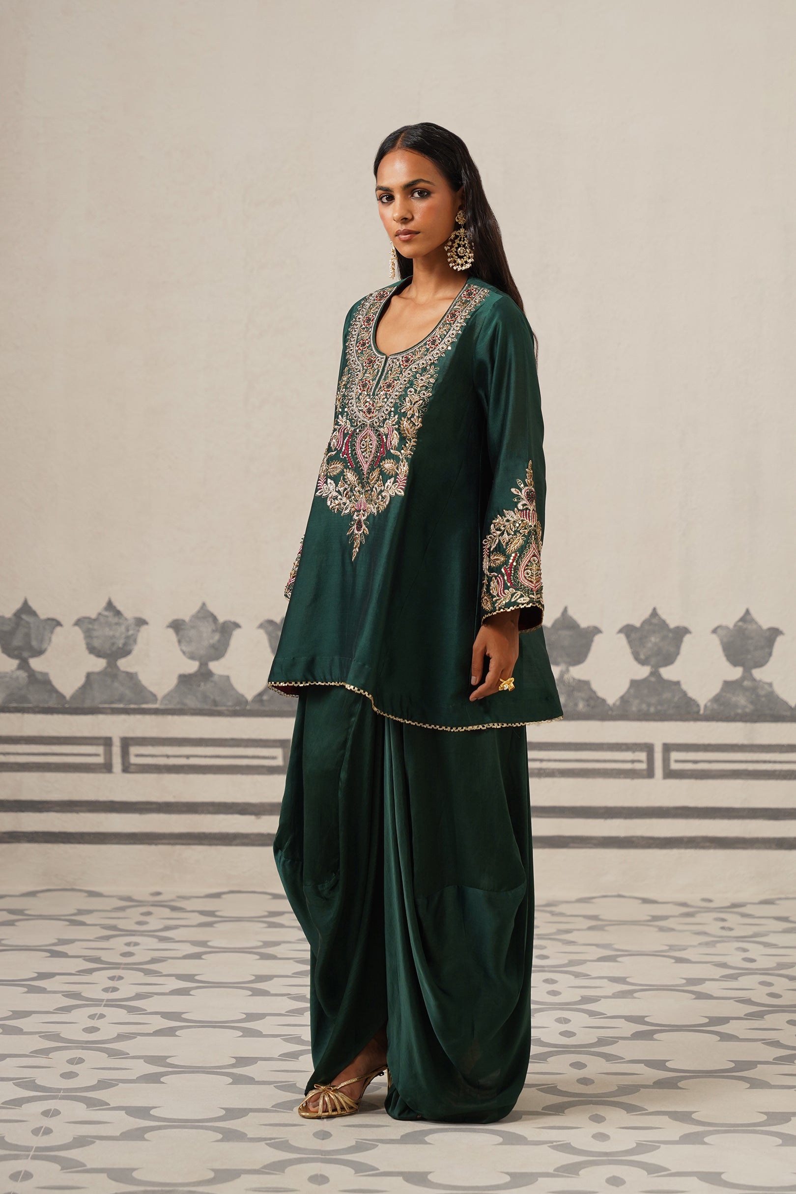 Esra Chanderi Satin Embroidered Matching Set