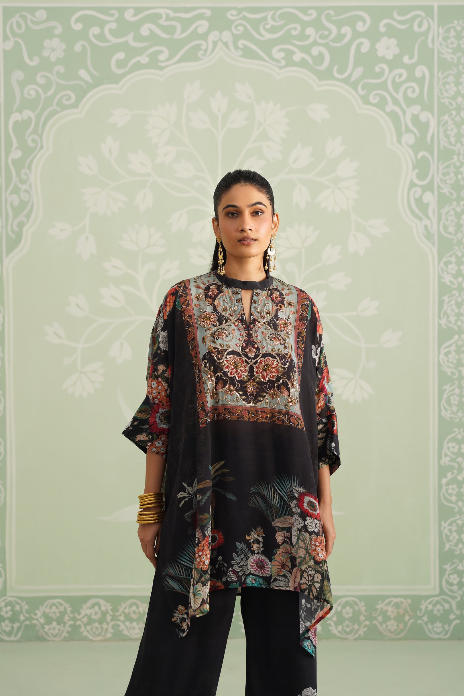 Turq Printed Embroidered Matching Set