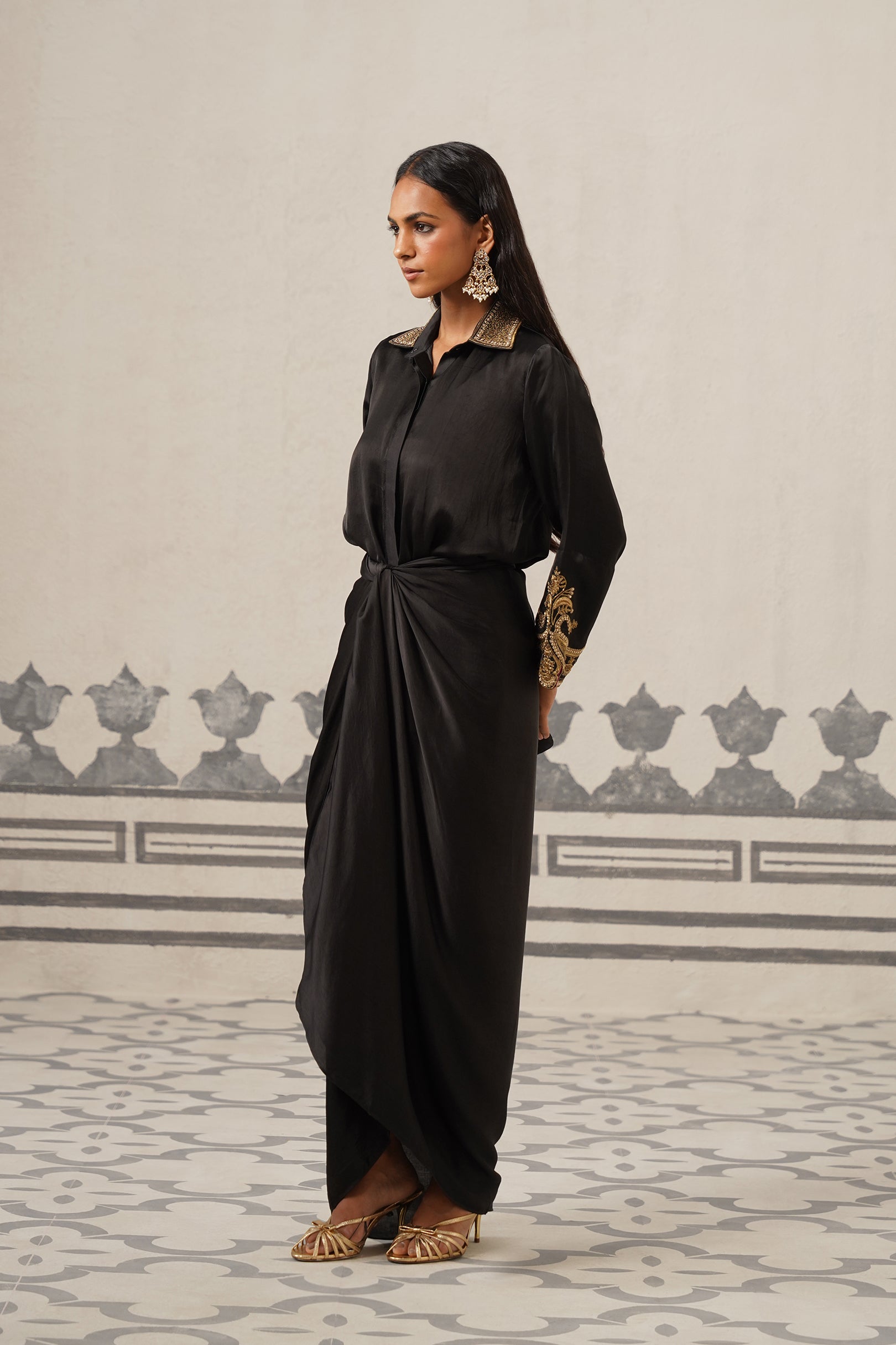 Elena Chanderi Satin Embroidered Set