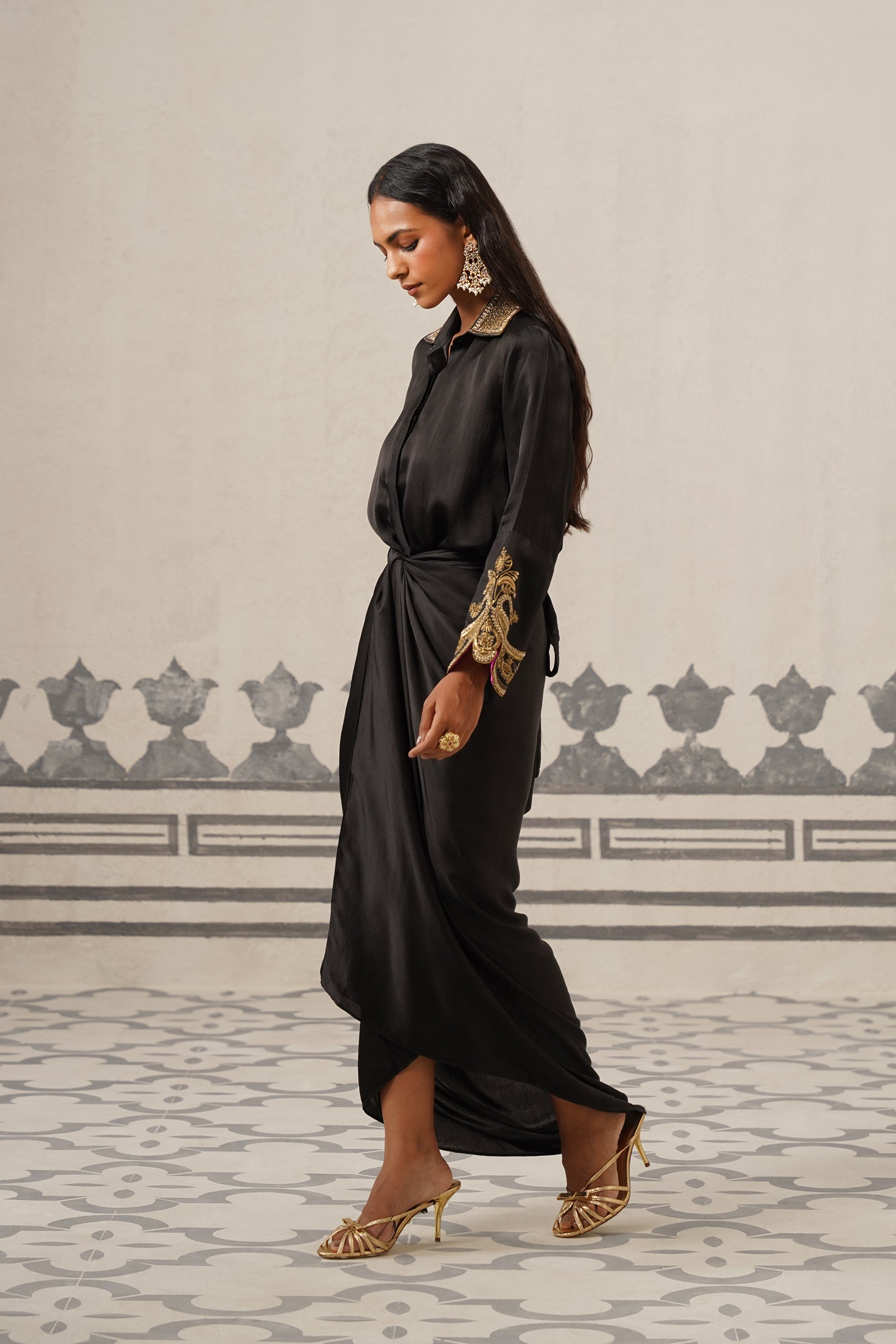 Elena Chanderi Satin Embroidered Set