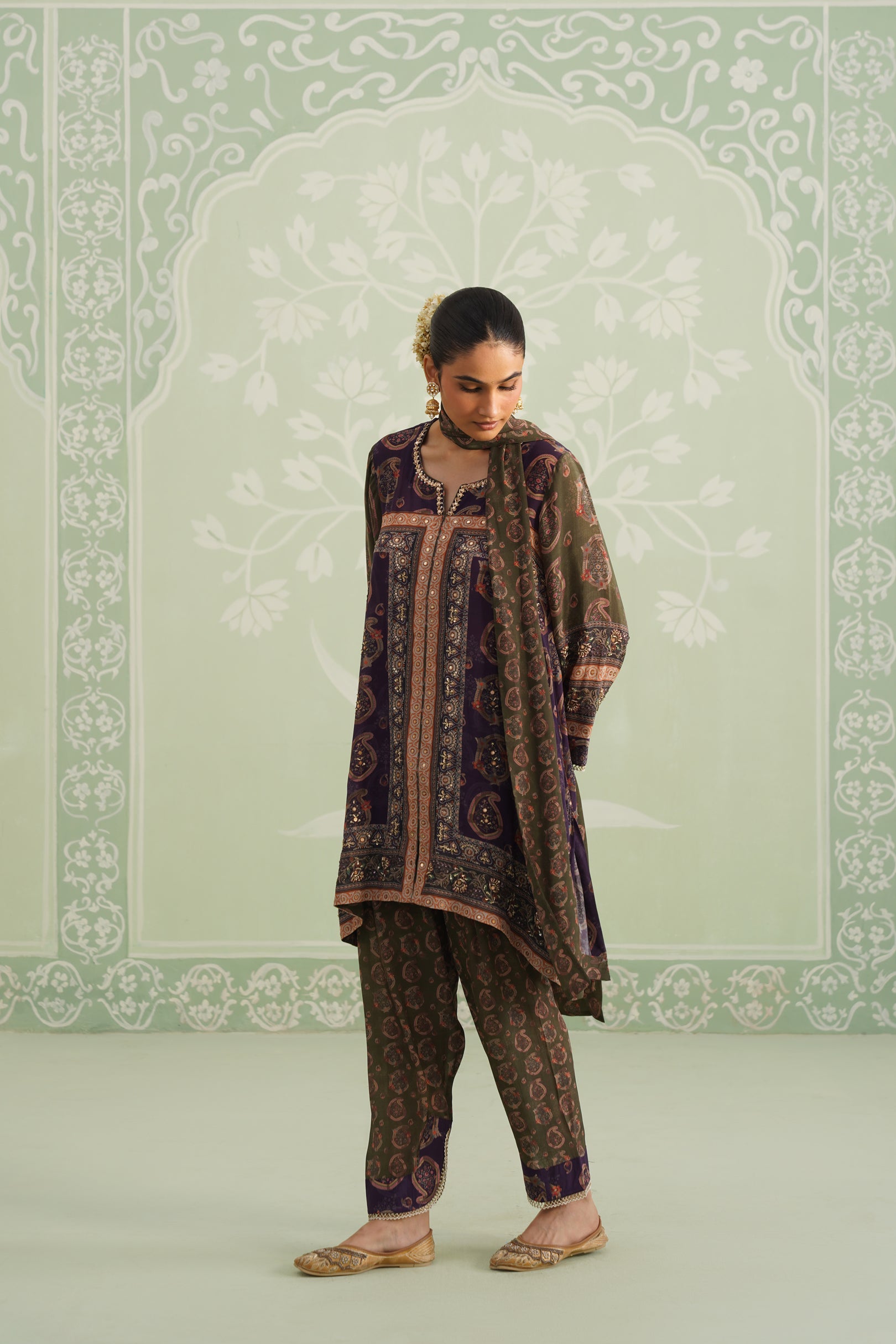 Mehza Hand Embroidered Crepe Matching Set