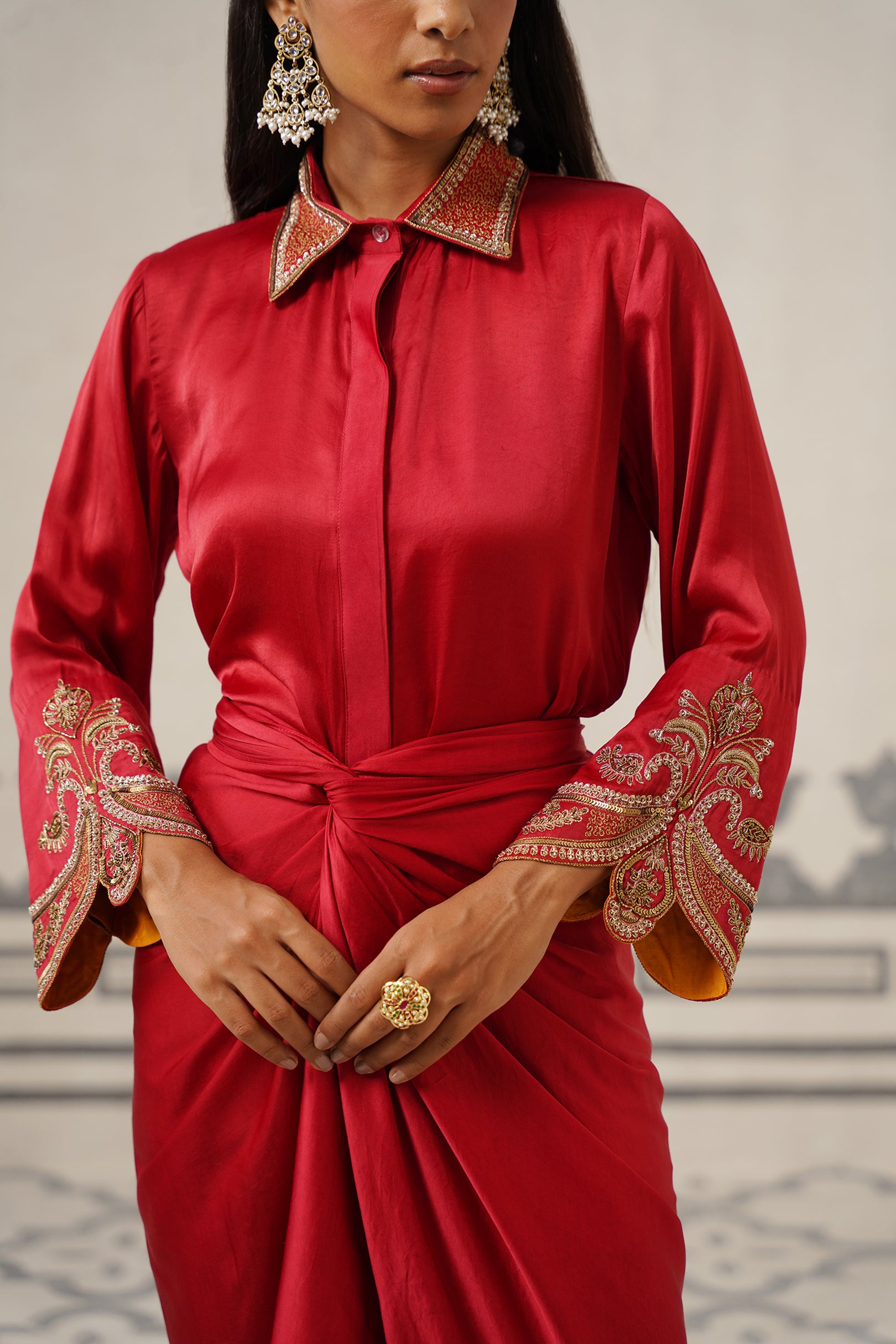 Sera Chanderi Satin Embroidered Set