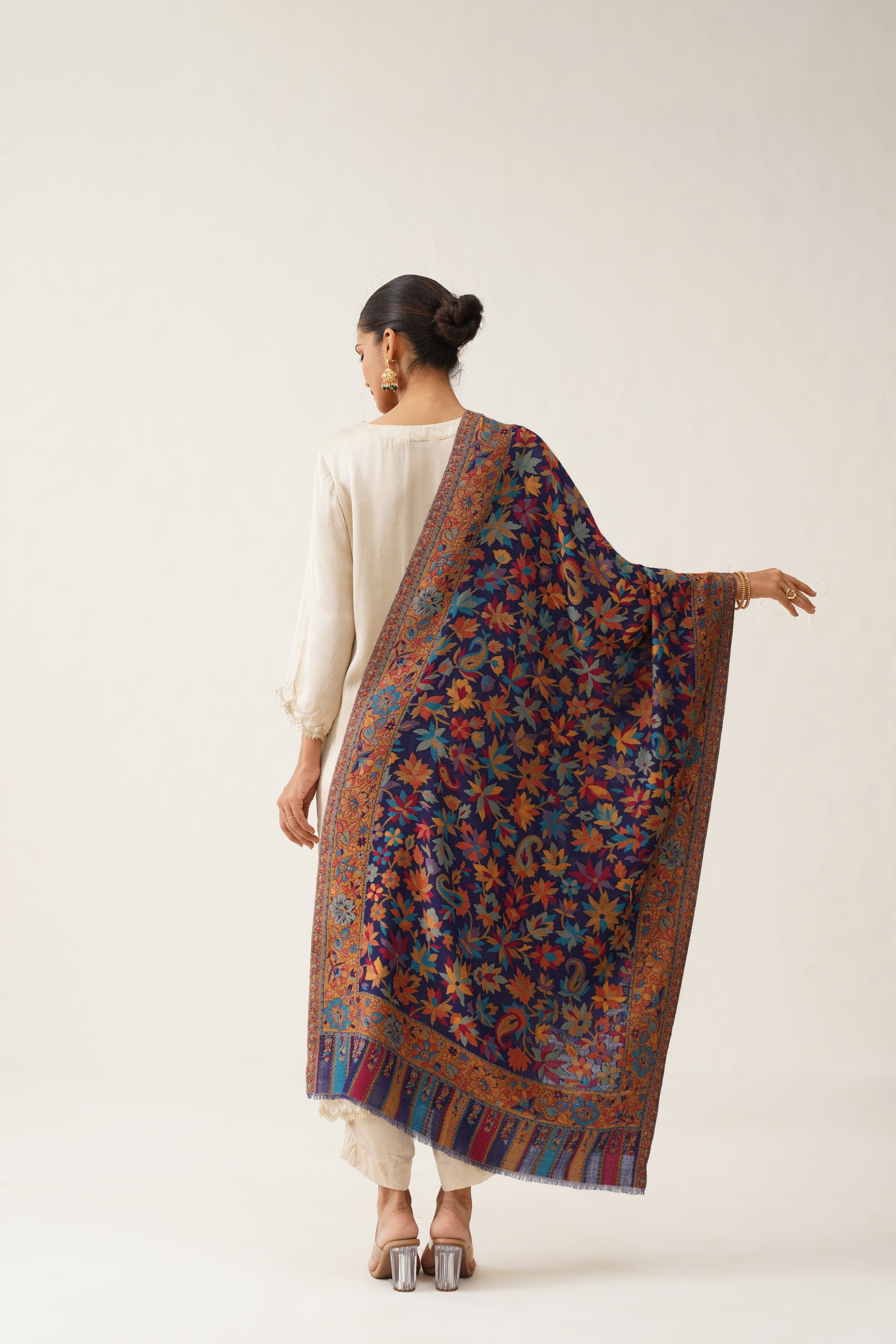 Blue Kaani Wool Shawl - Neetika Chopra