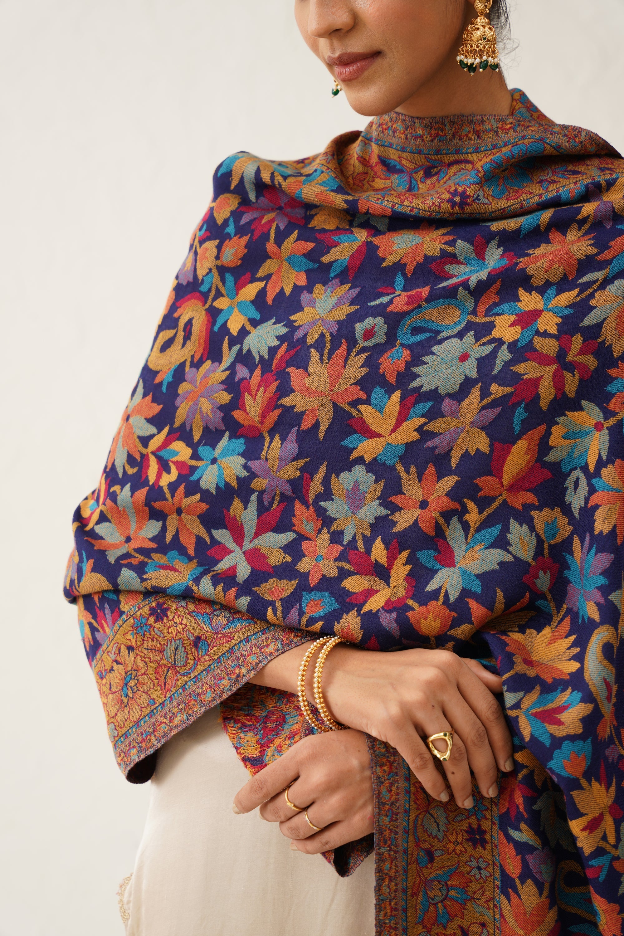 Blue Kaani Wool Shawl - Neetika Chopra