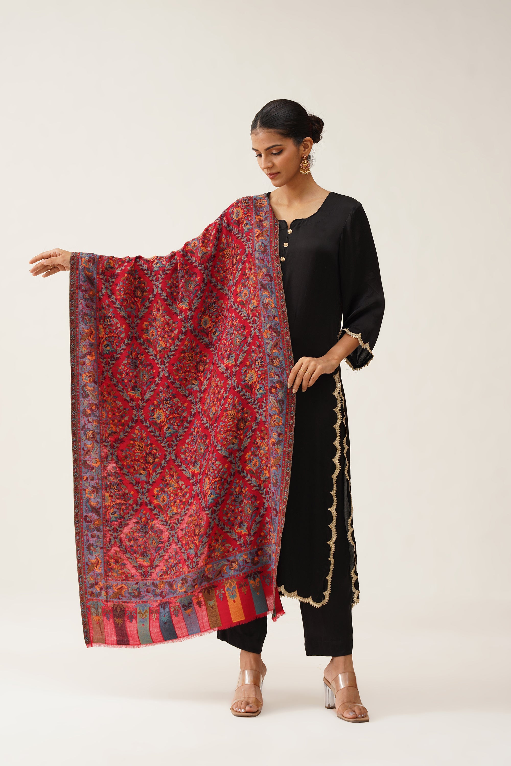 Damini Red Woollen Kaani Shawl - Neetika Chopra