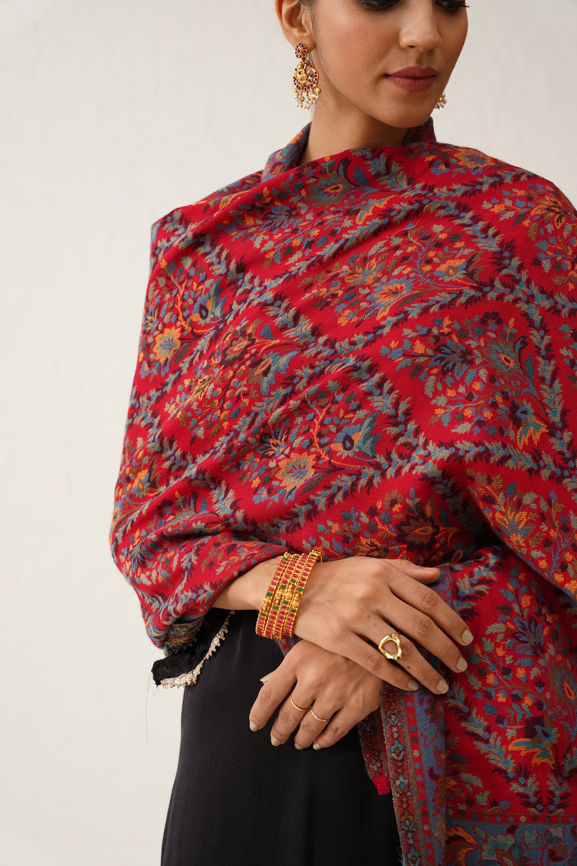 Damini Red Woollen Kaani Shawl - Neetika Chopra