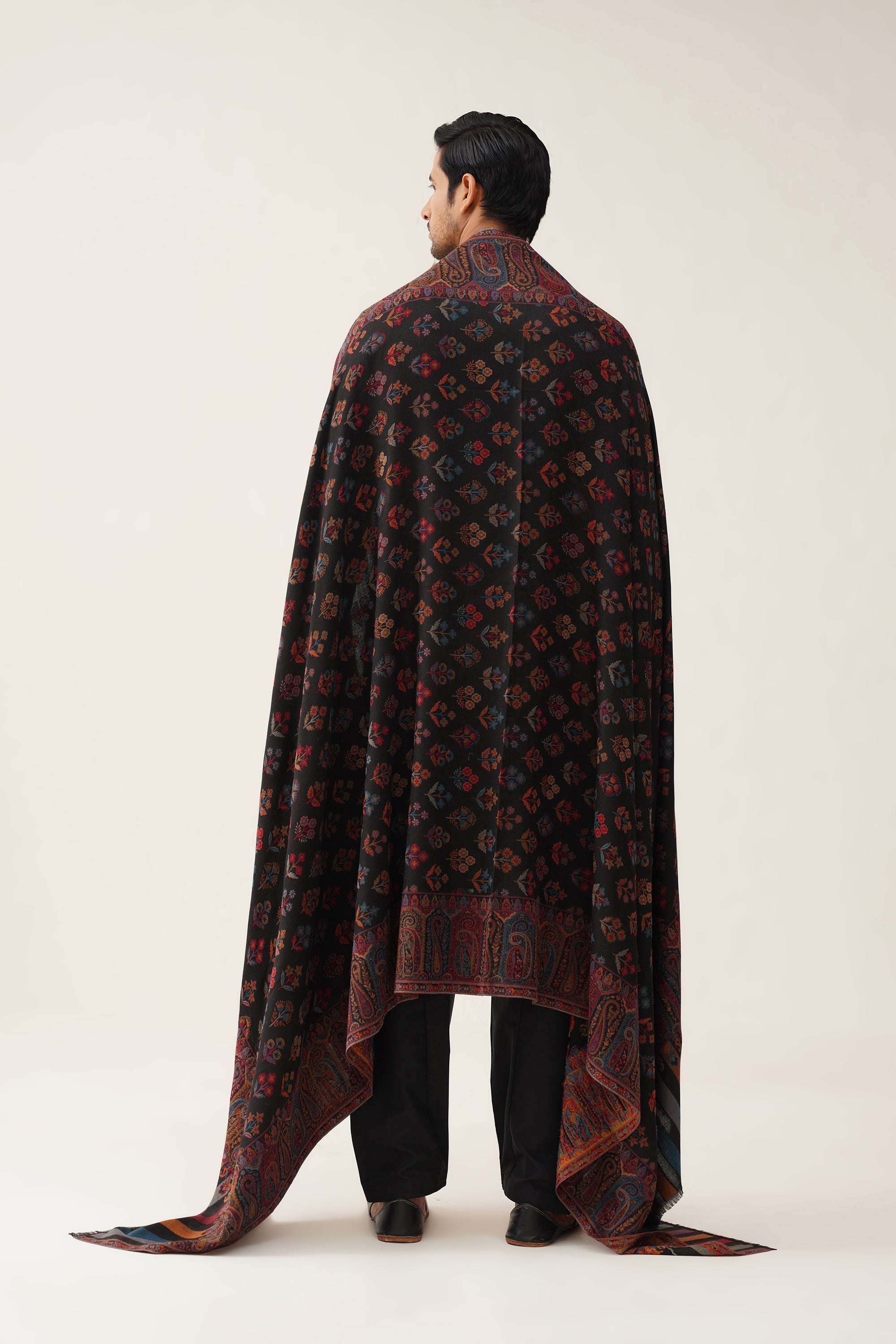Mens Black Kaani Woollen Dusala - Neetika Chopra