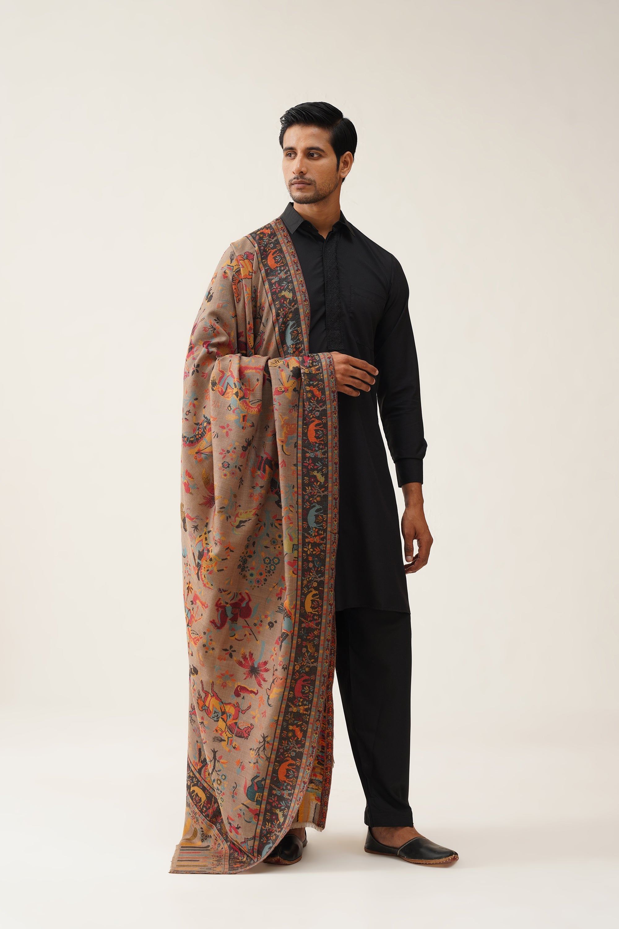 Mens Kani Brown Wool Dusala - Neetika Chopra