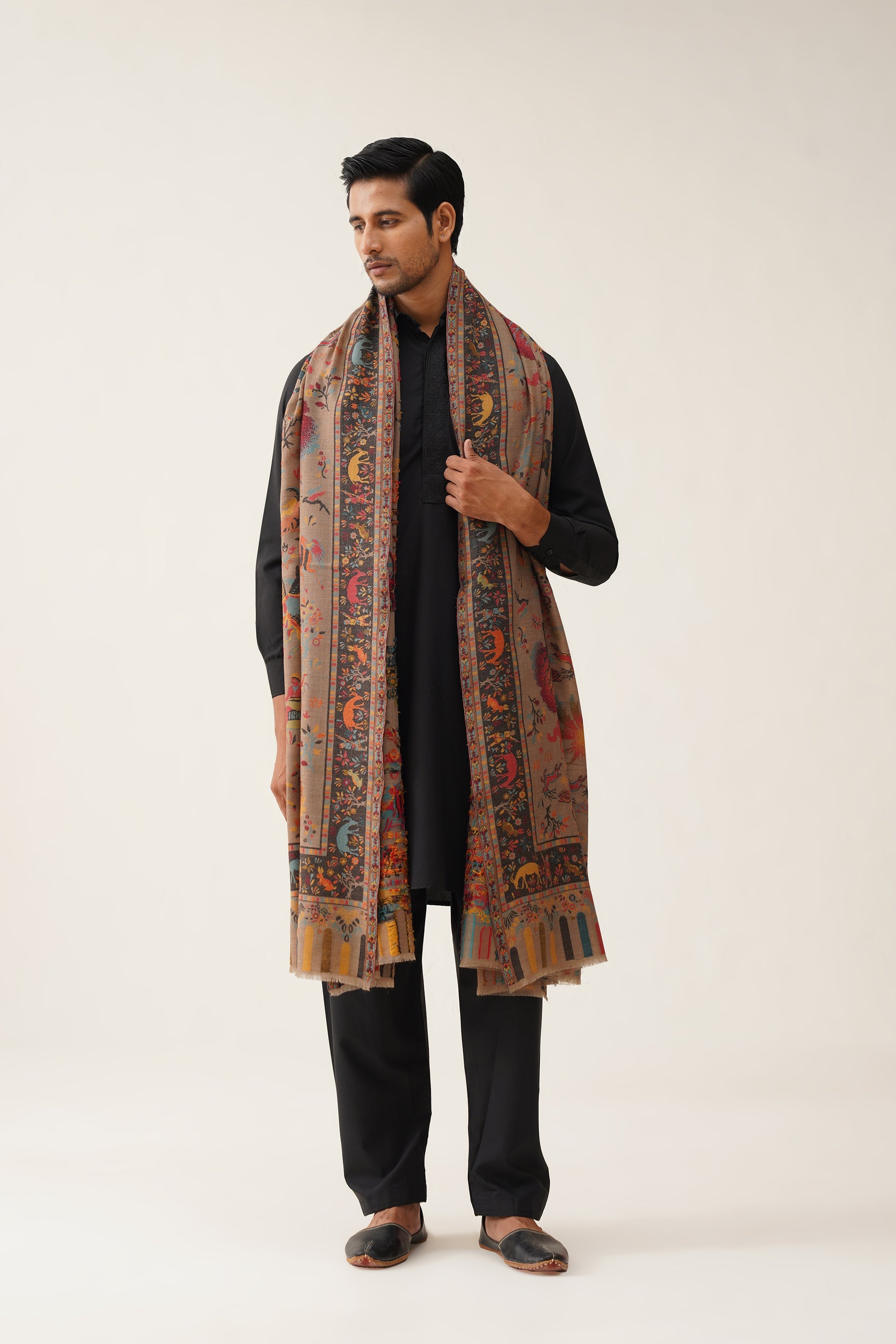 Mens Kani Brown Wool Dusala - Neetika Chopra