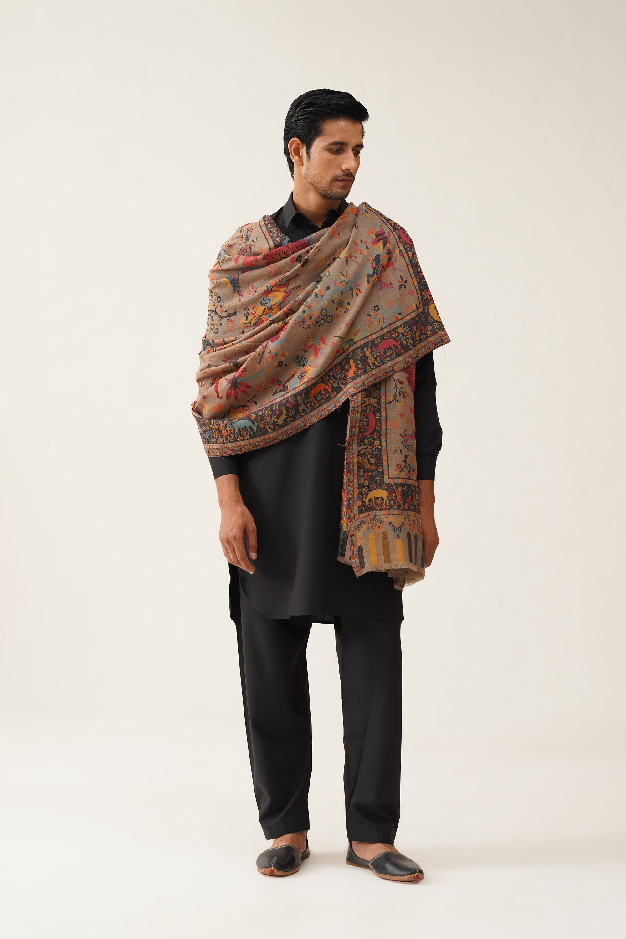 Mens Kani Brown Wool Dusala - Neetika Chopra