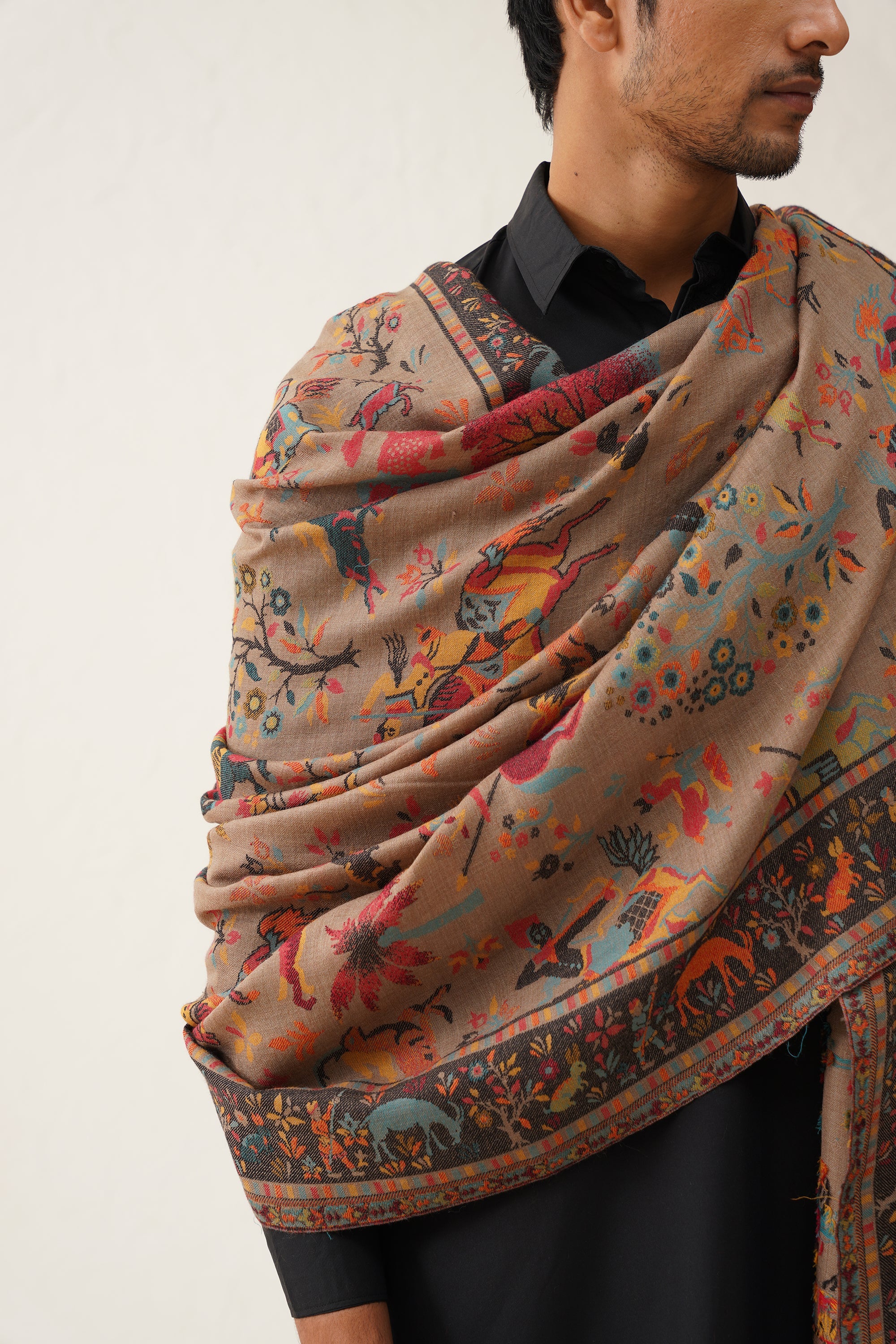 Mens Kani Brown Wool Dusala - Neetika Chopra
