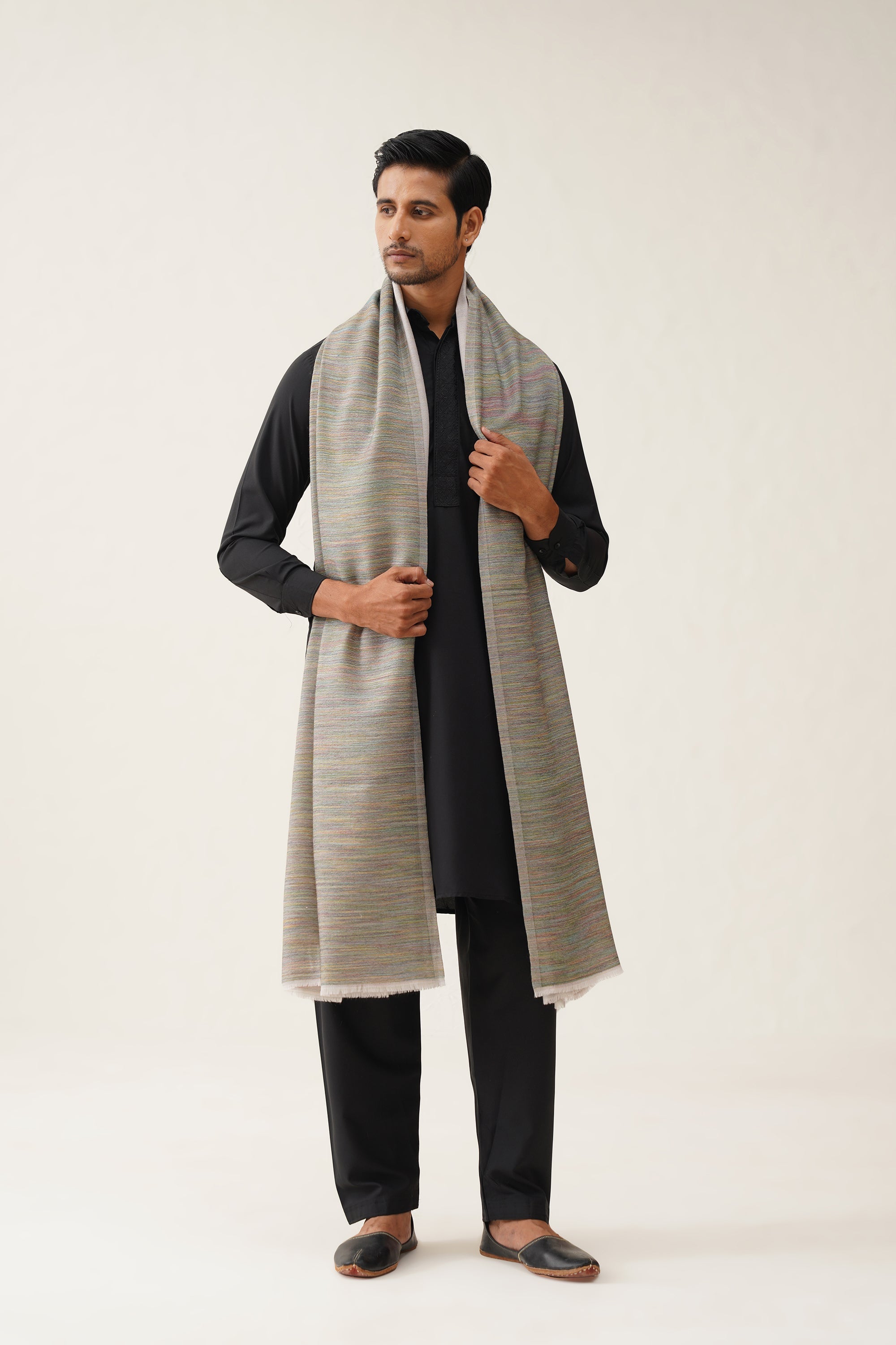 Mens Toosh Grey Ikat Space Dyed Dusala - Neetika Chopra