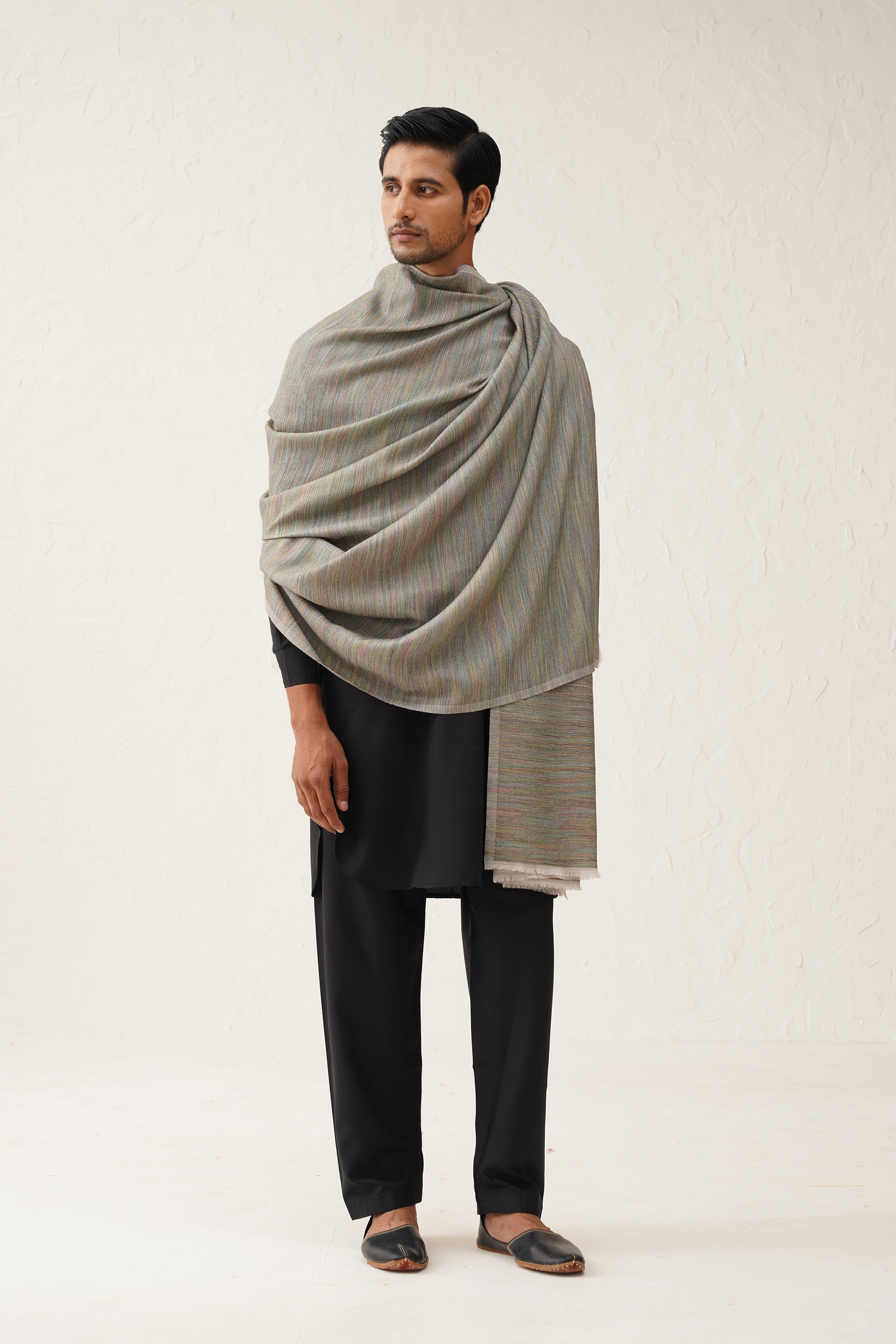 Mens Toosh Grey Ikat Space Dyed Dusala - Neetika Chopra