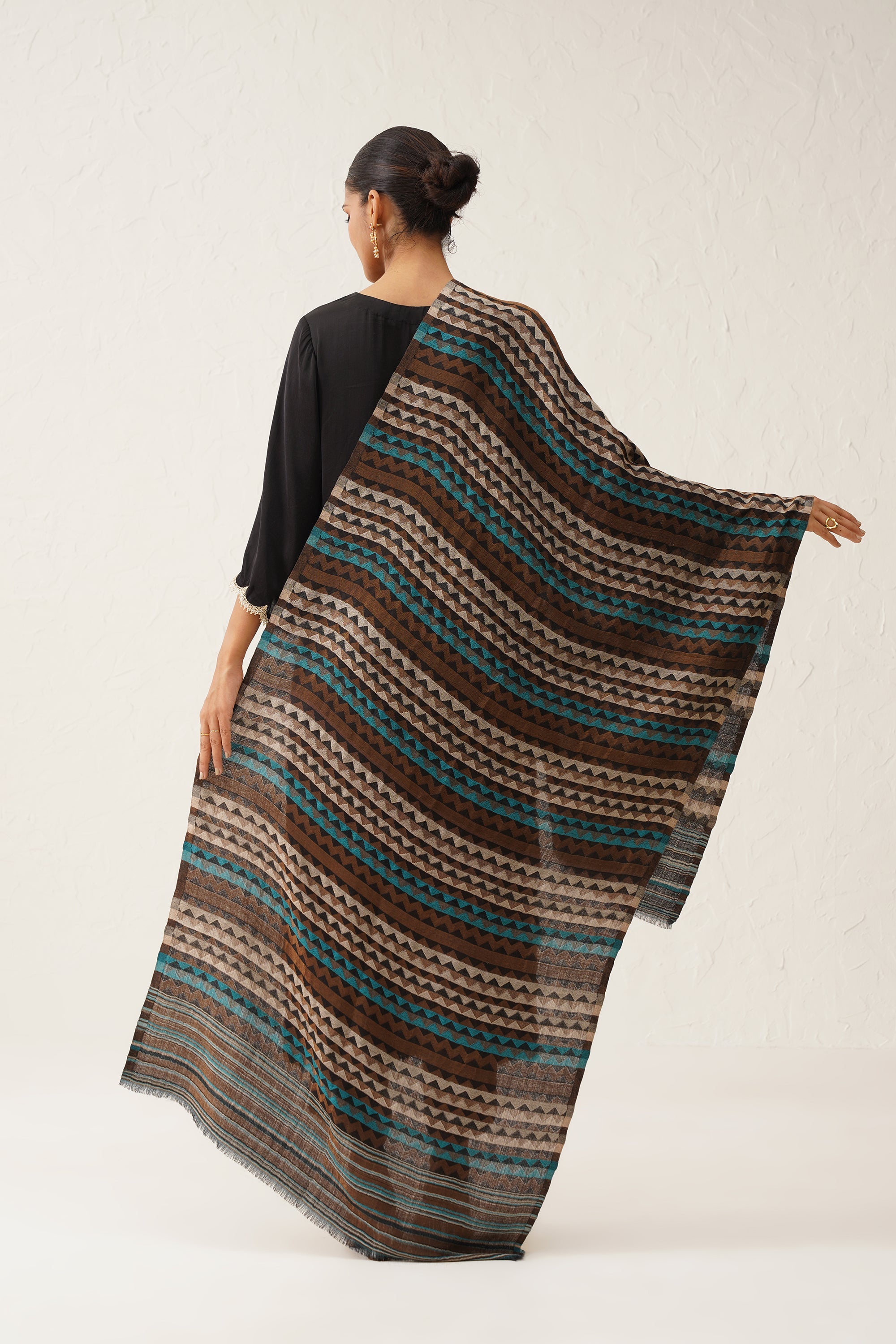 Negar Zig Zag Woollen Lurex Stole - Neetika Chopra