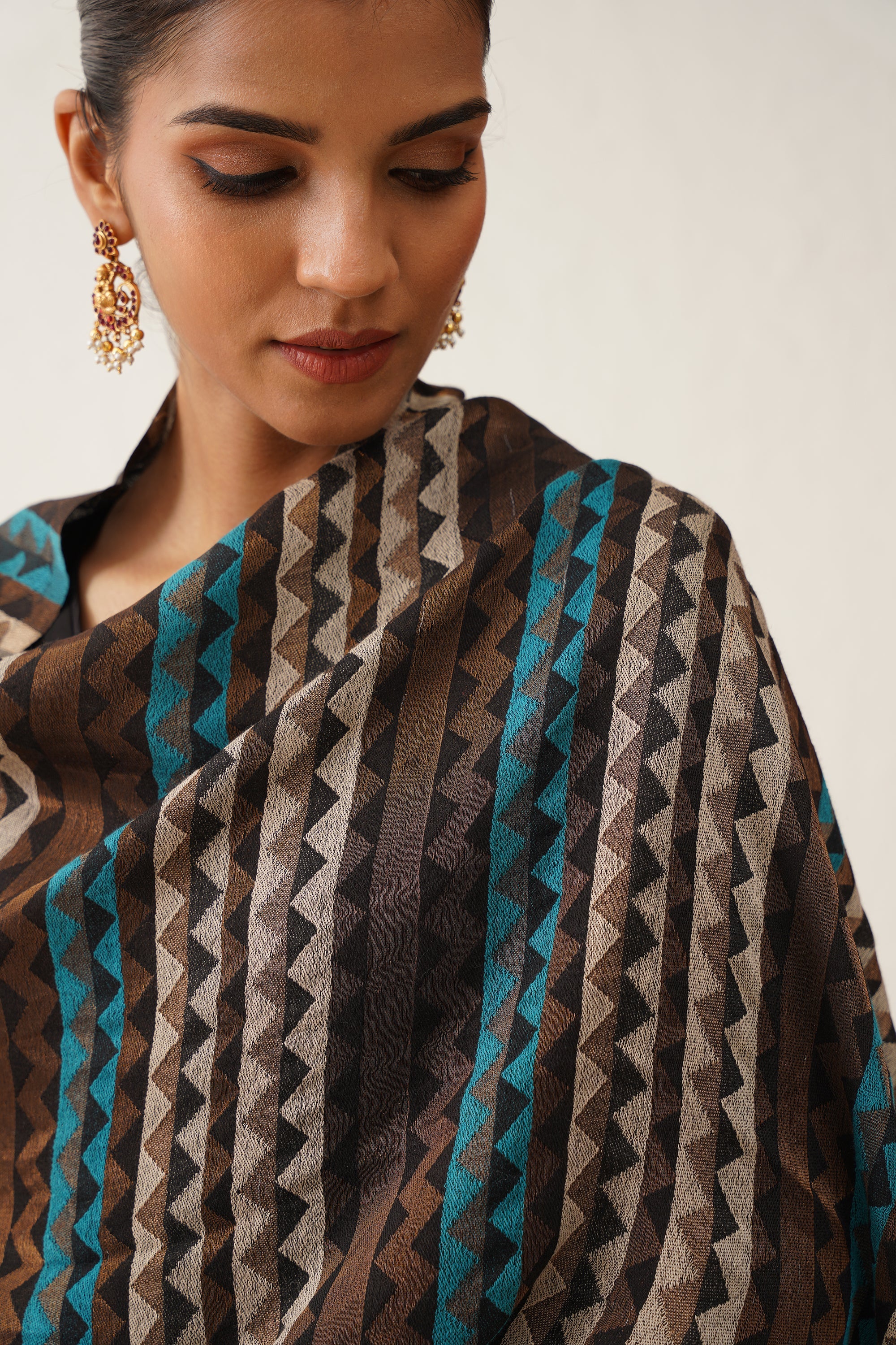 Negar Zig Zag Woollen Lurex Stole - Neetika Chopra