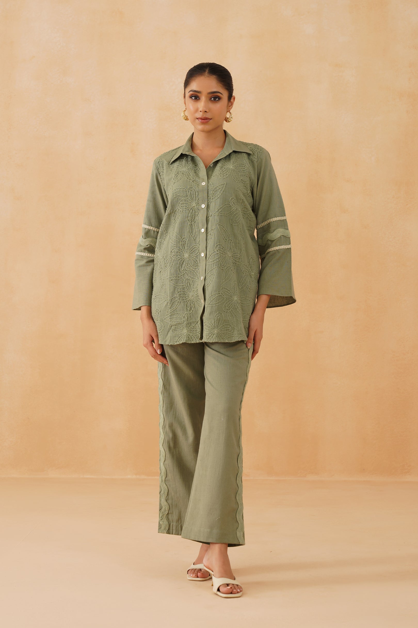 Belle Hand Embroidered Cotton Matching Set - Neetika Chopra