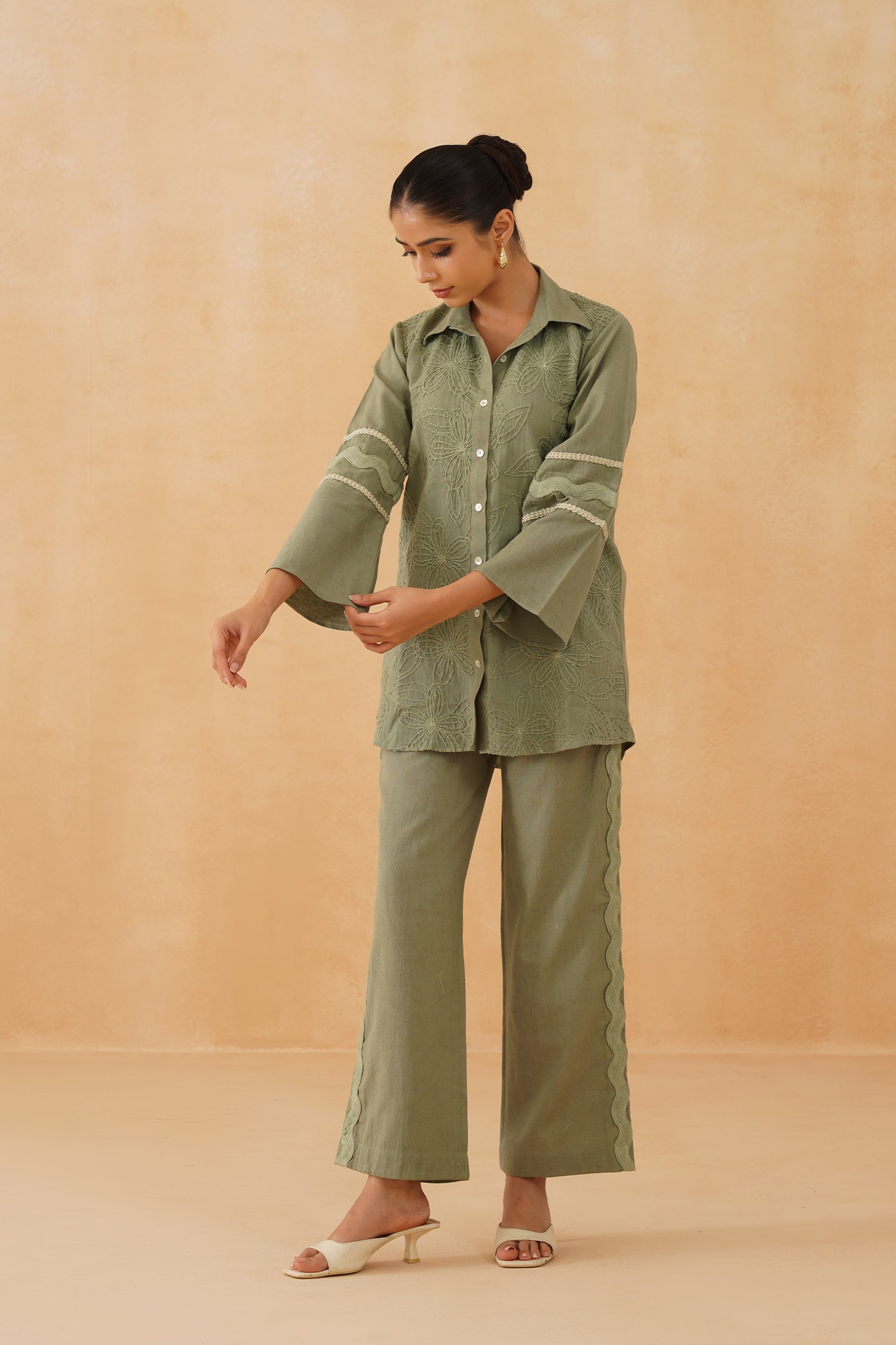 Belle Hand Embroidered Cotton Matching Set - Neetika Chopra