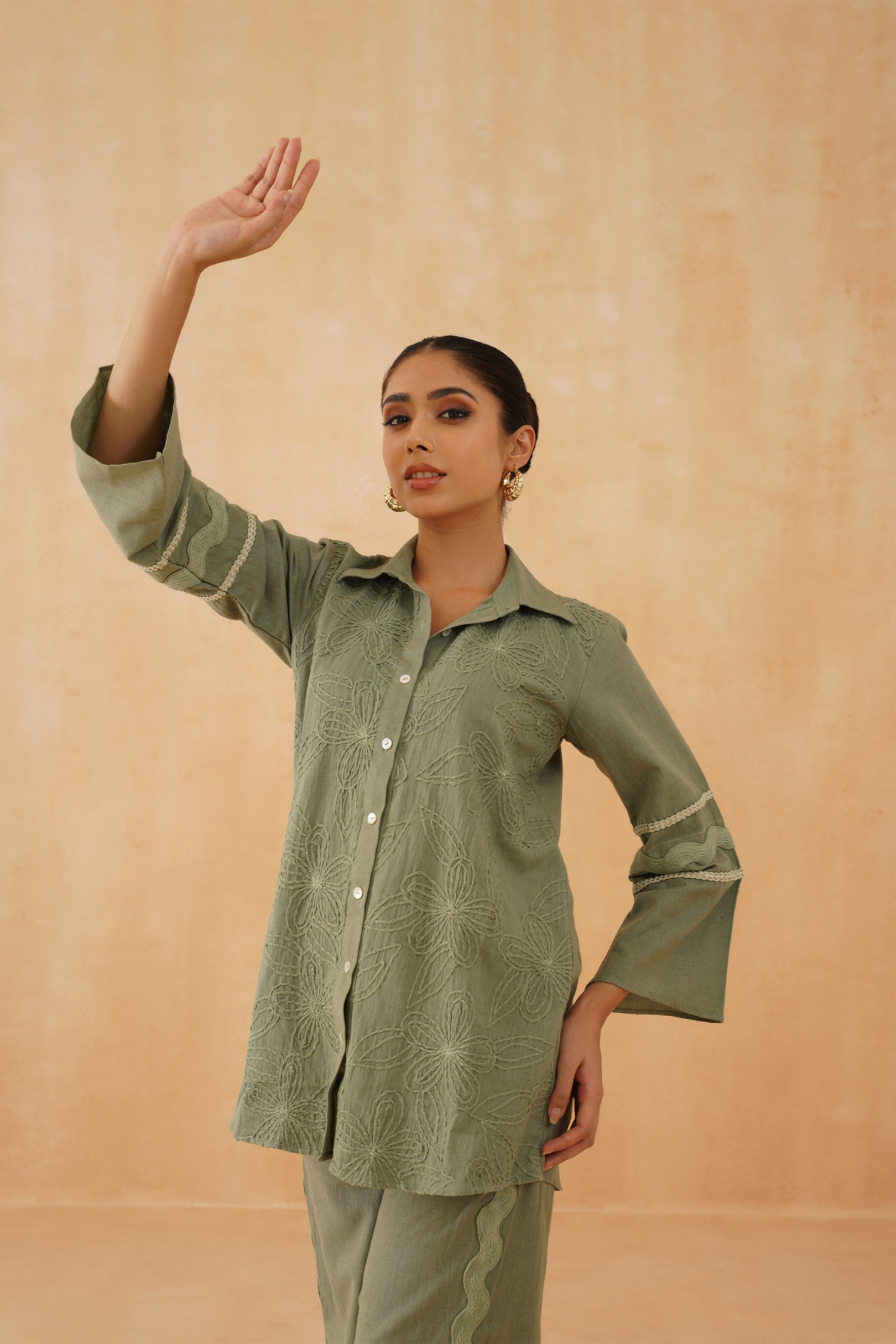 Belle Hand Embroidered Cotton Matching Set - Neetika Chopra