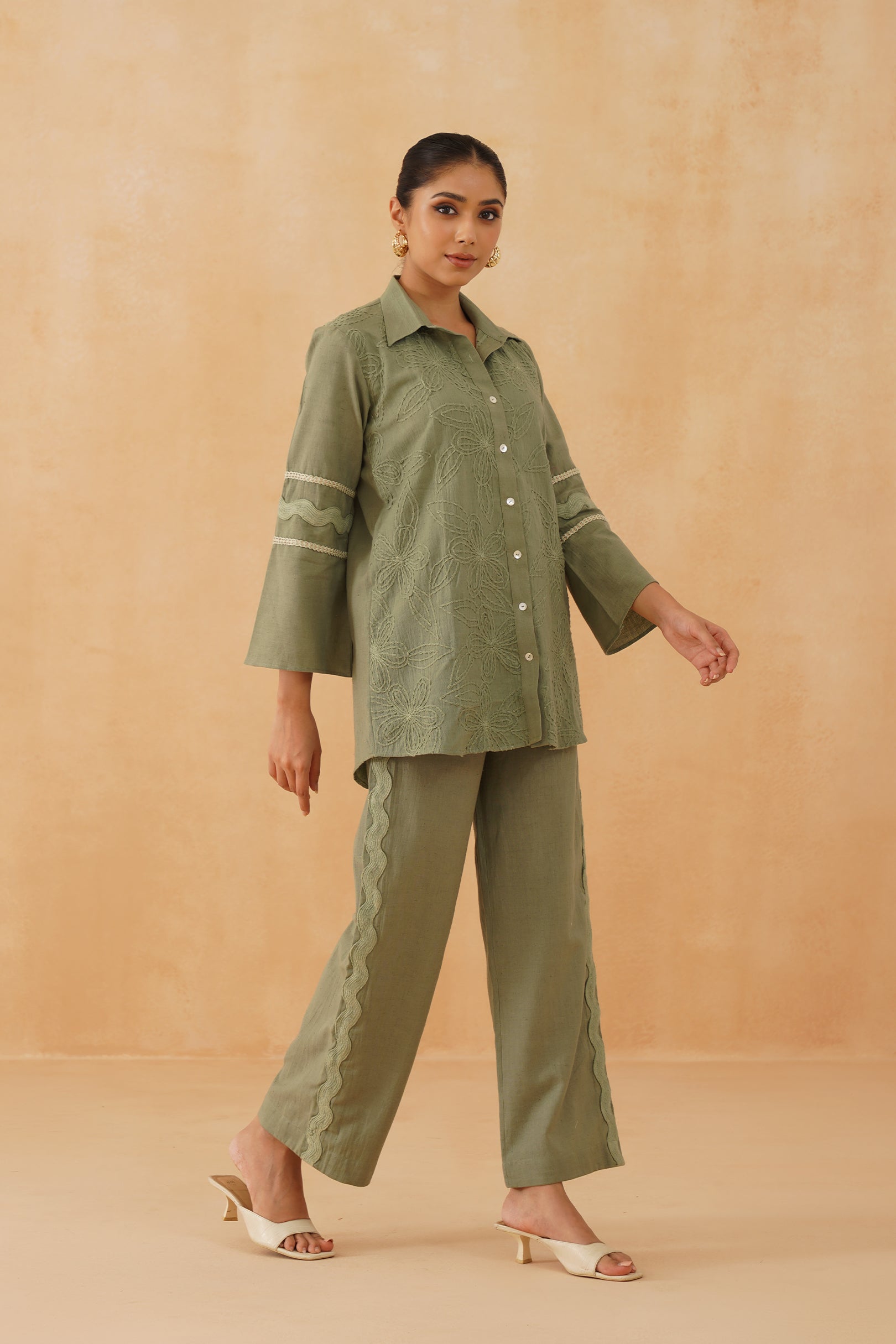 Belle Hand Embroidered Cotton Matching Set - Neetika Chopra