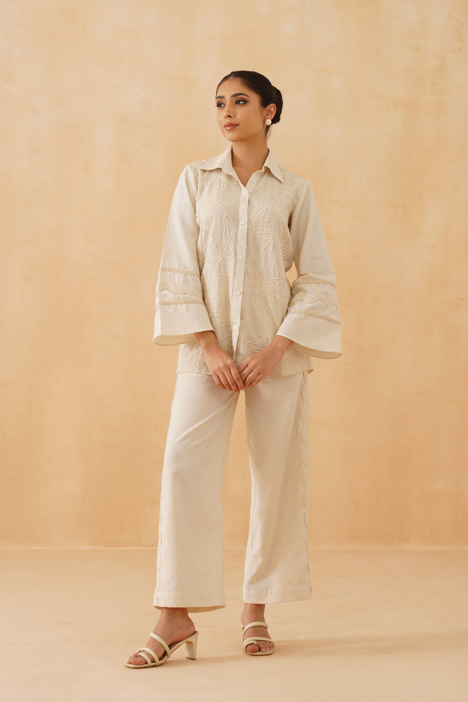 Mogra Hand Embroidered Cotton Matching Set - Neetika Chopra