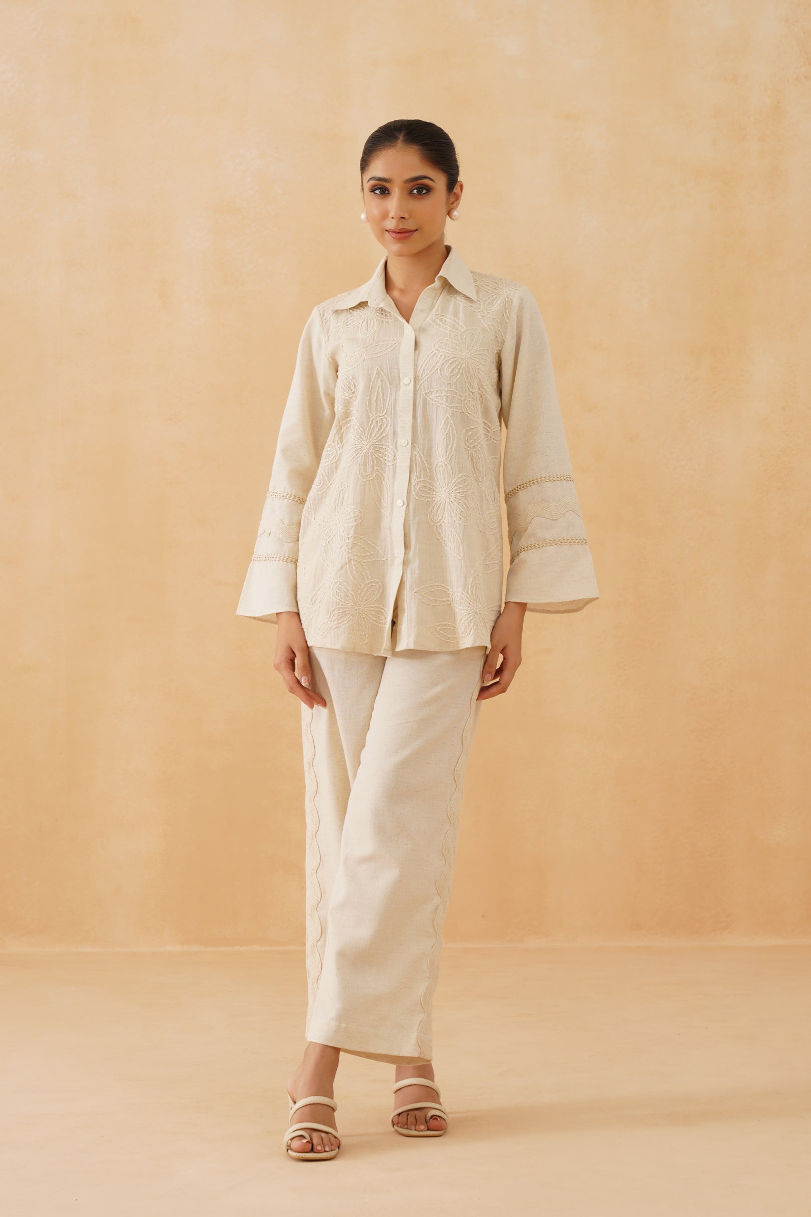 Mogra Hand Embroidered Cotton Matching Set - Neetika Chopra