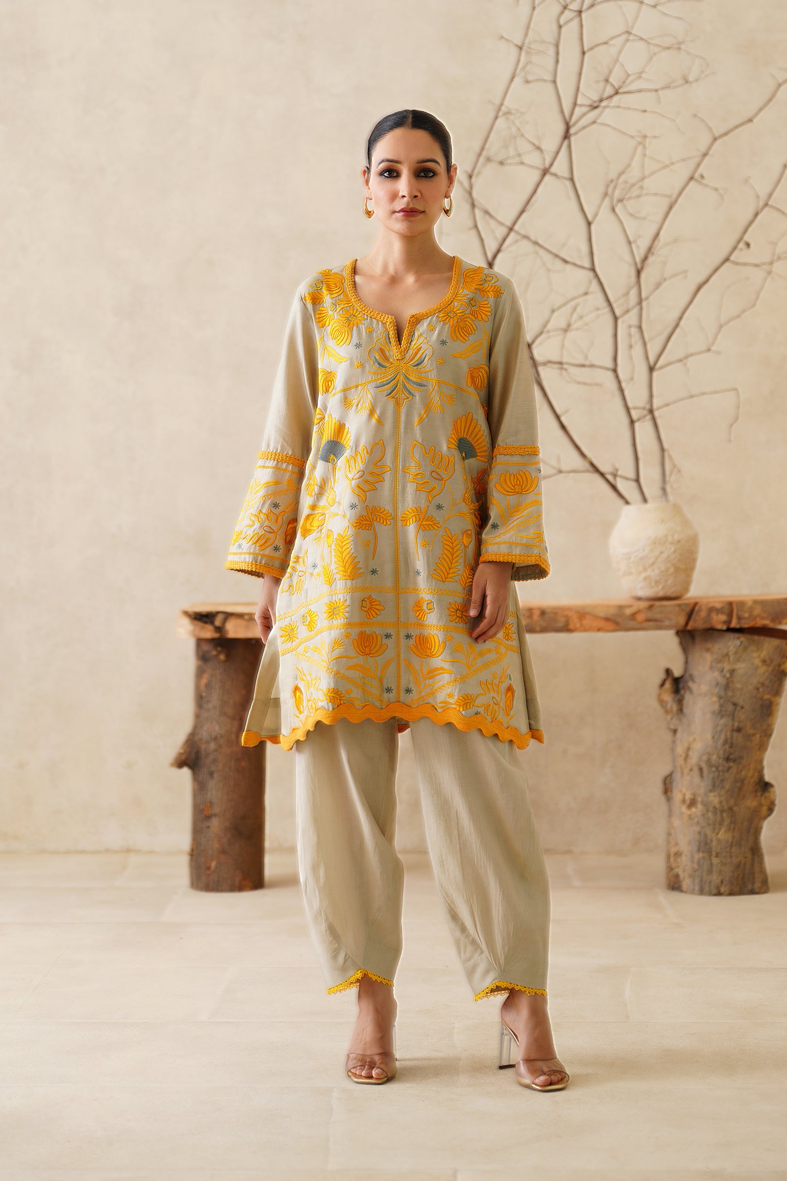 Saphira Pure Chanderi Embroidered Matching Set - Neetika Chopra