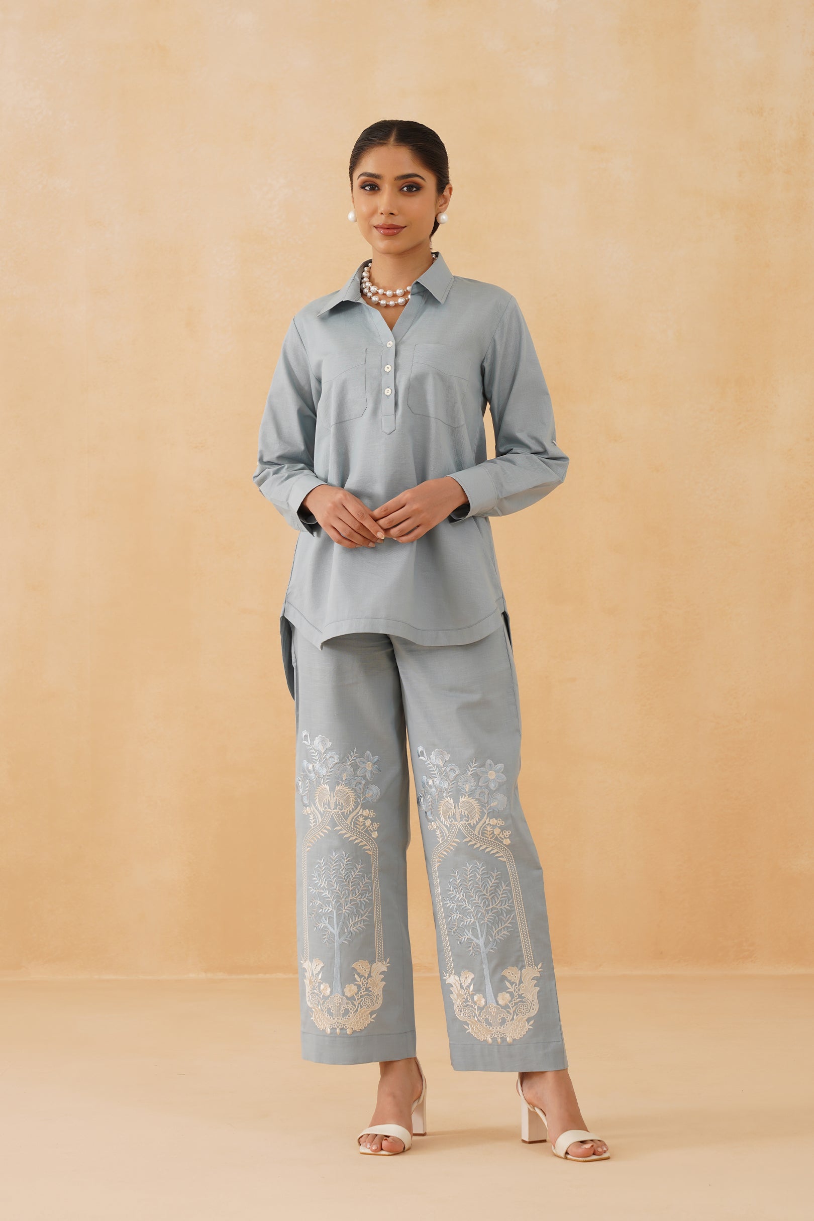 Tasmia Cotton Linen Embroidered Matching Set - Neetika Chopra
