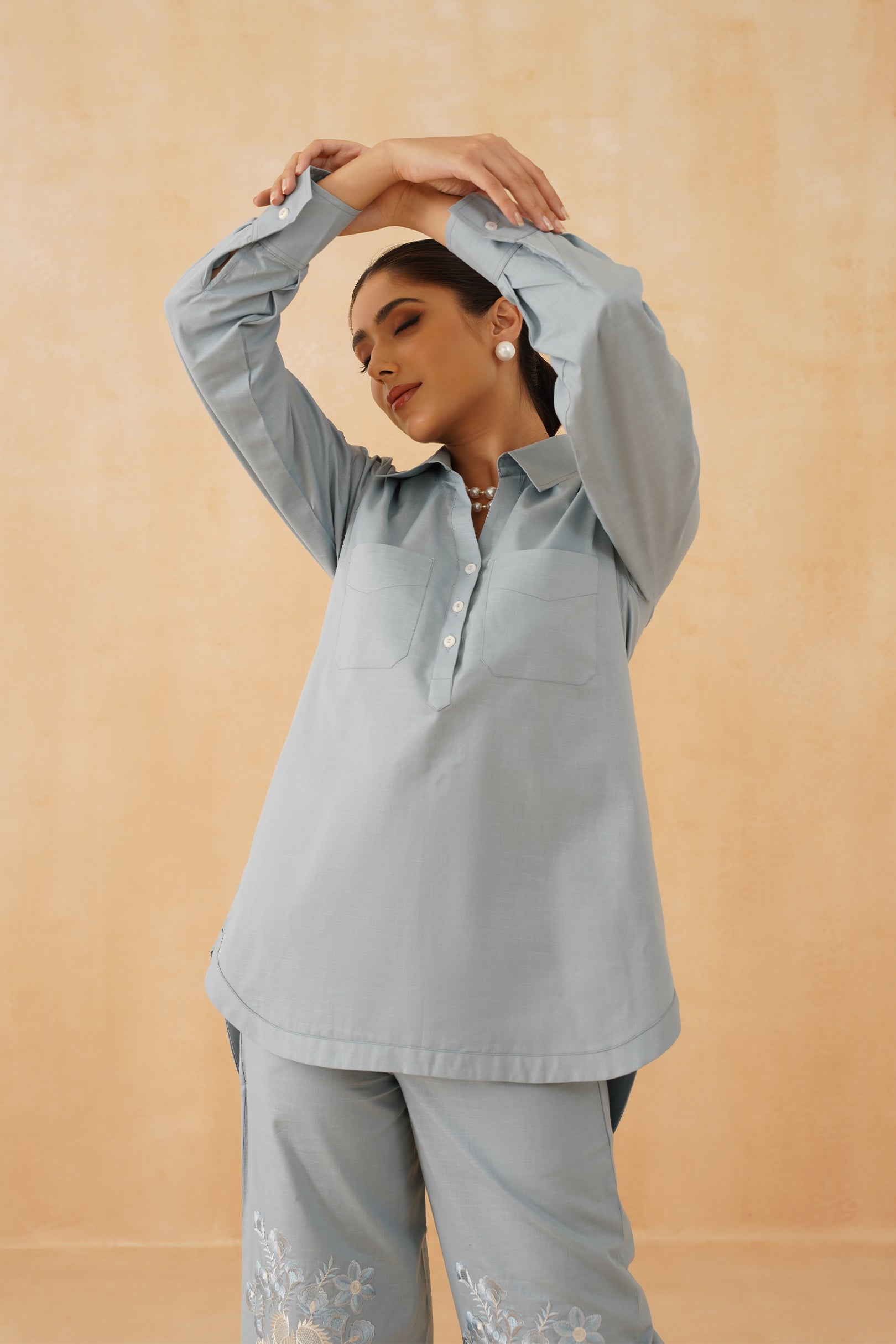 Tasmia Cotton Linen Embroidered Matching Set - Neetika Chopra