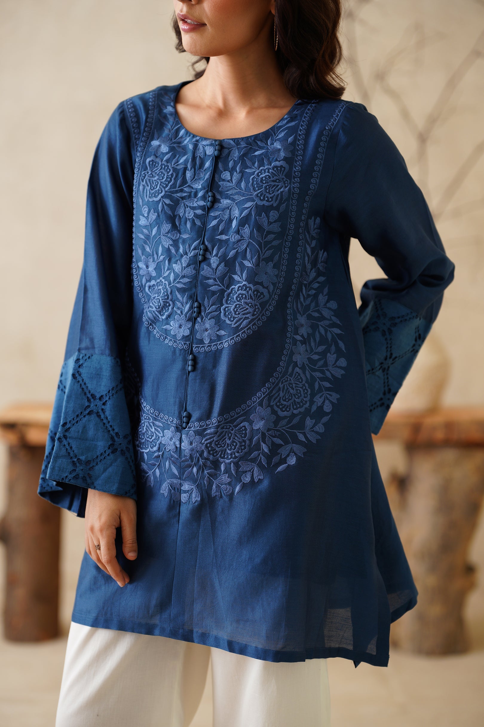 Zaroon Pure Chanderi Embroidered Matching Set - Neetika Chopra