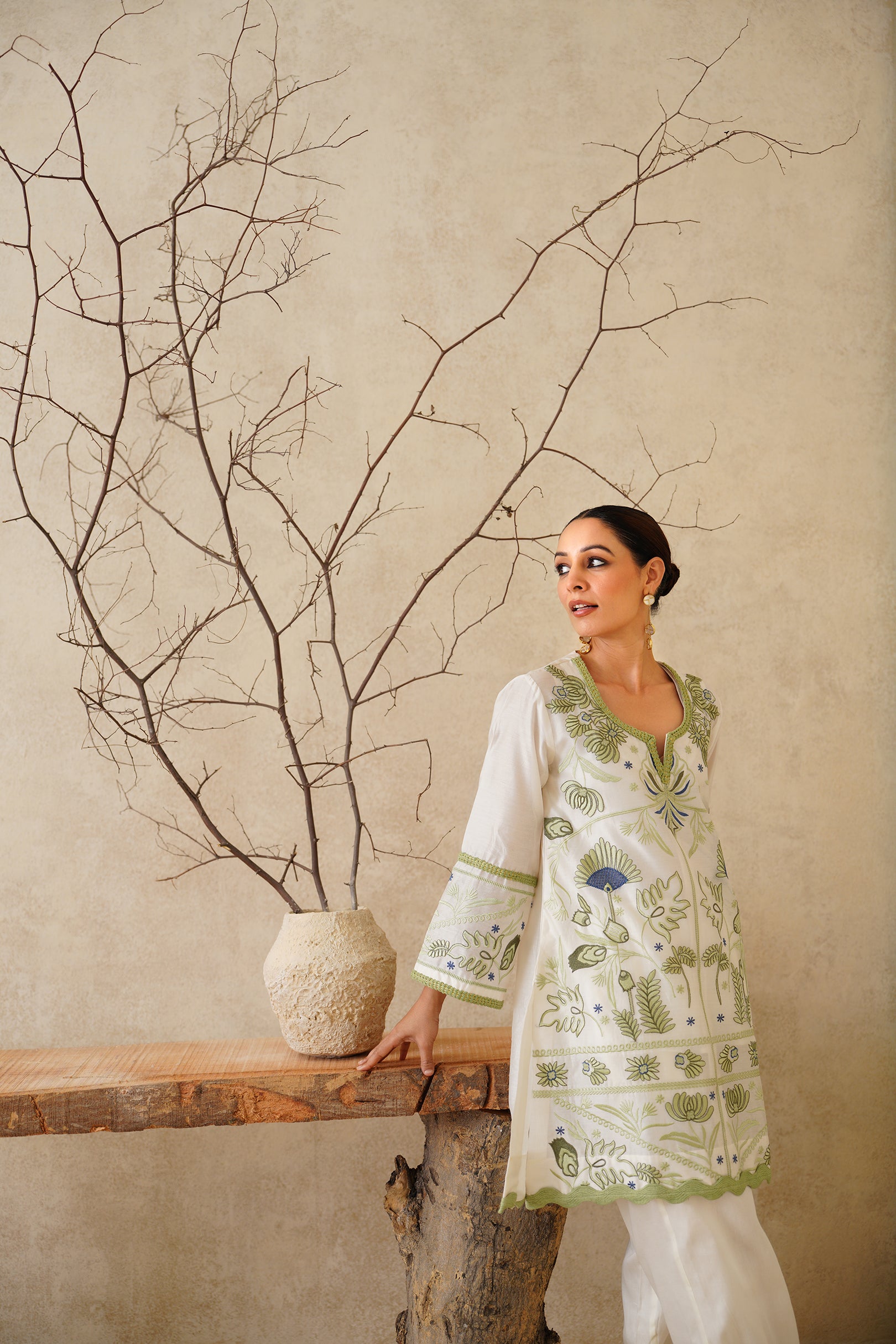 Zarwa Pure Chanderi Embroidered Matching Set - Neetika Chopra