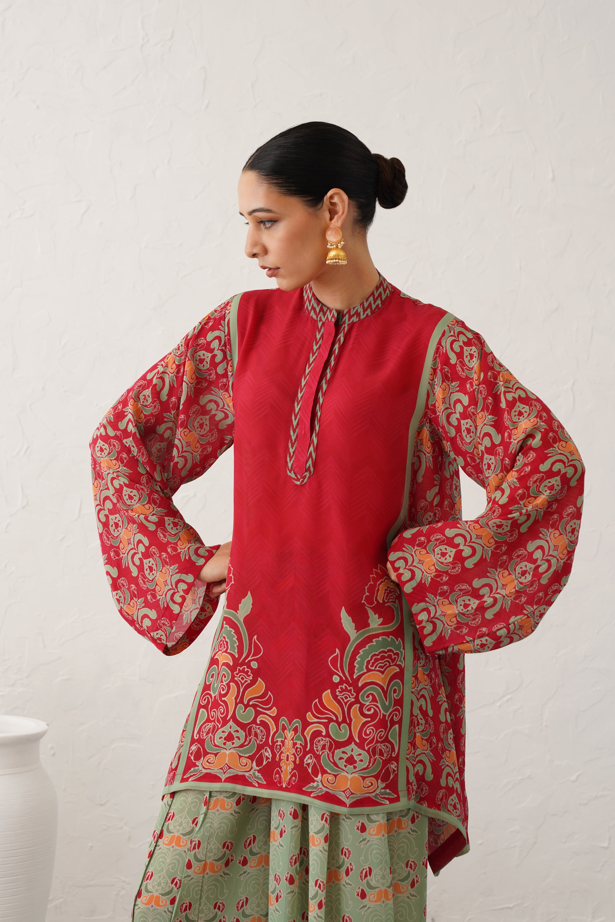 Rose Printed Crepe Matching Set - Neetika Chopra