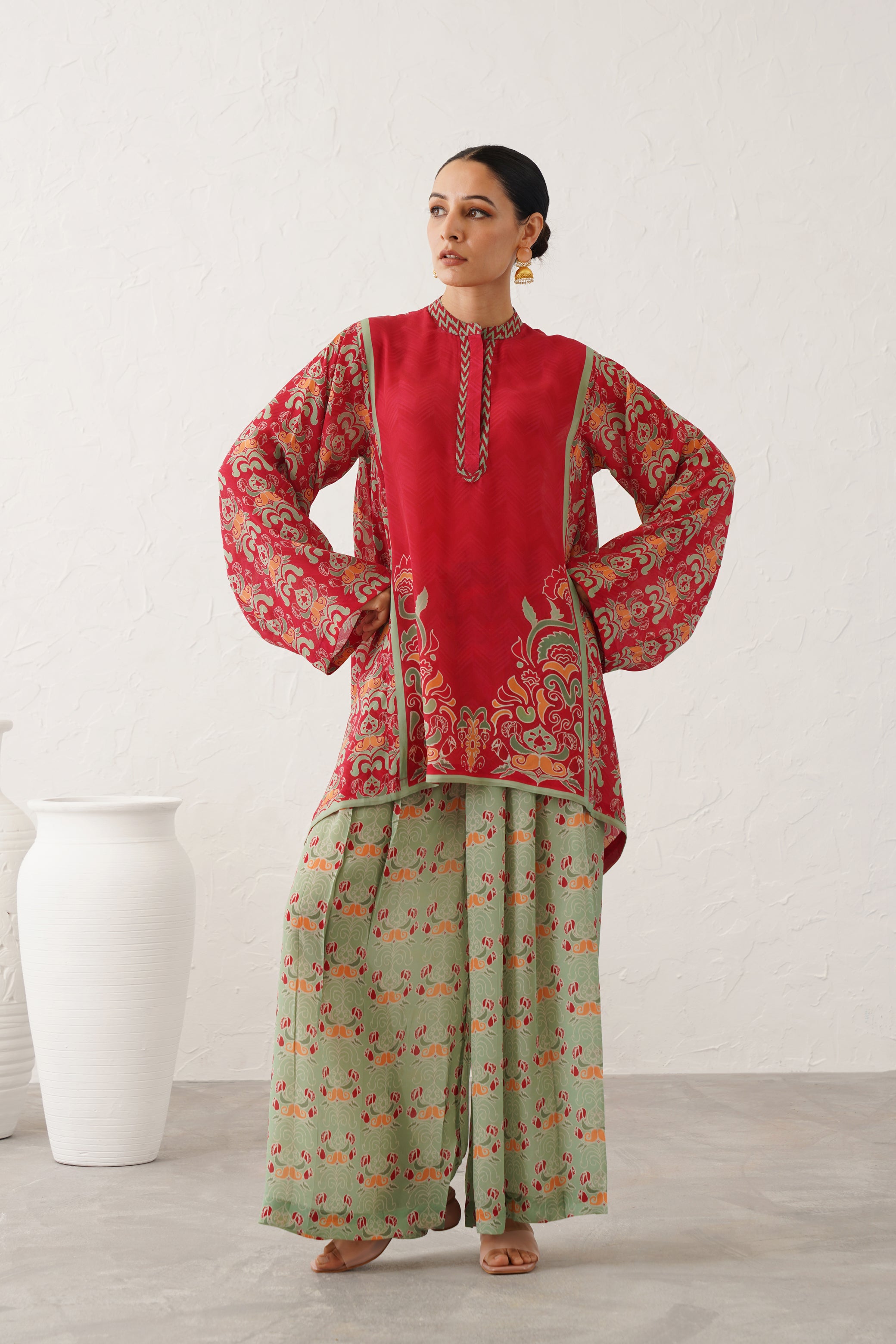 Rose Printed Crepe Matching Set - Neetika Chopra