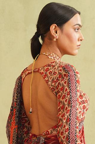 Rida Pre-Draped Printed Crepe Stitched Saree - Neetika Chopra
