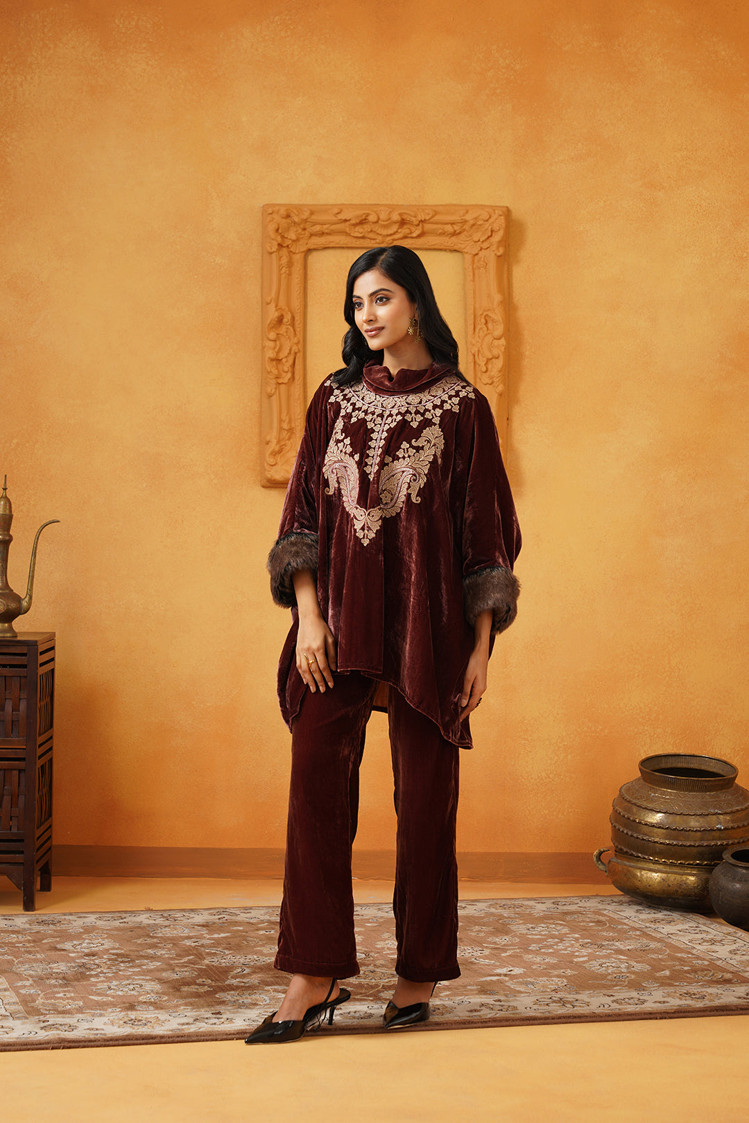 Aqsa Embroidered Velvet Matching Set - Neetika Chopra